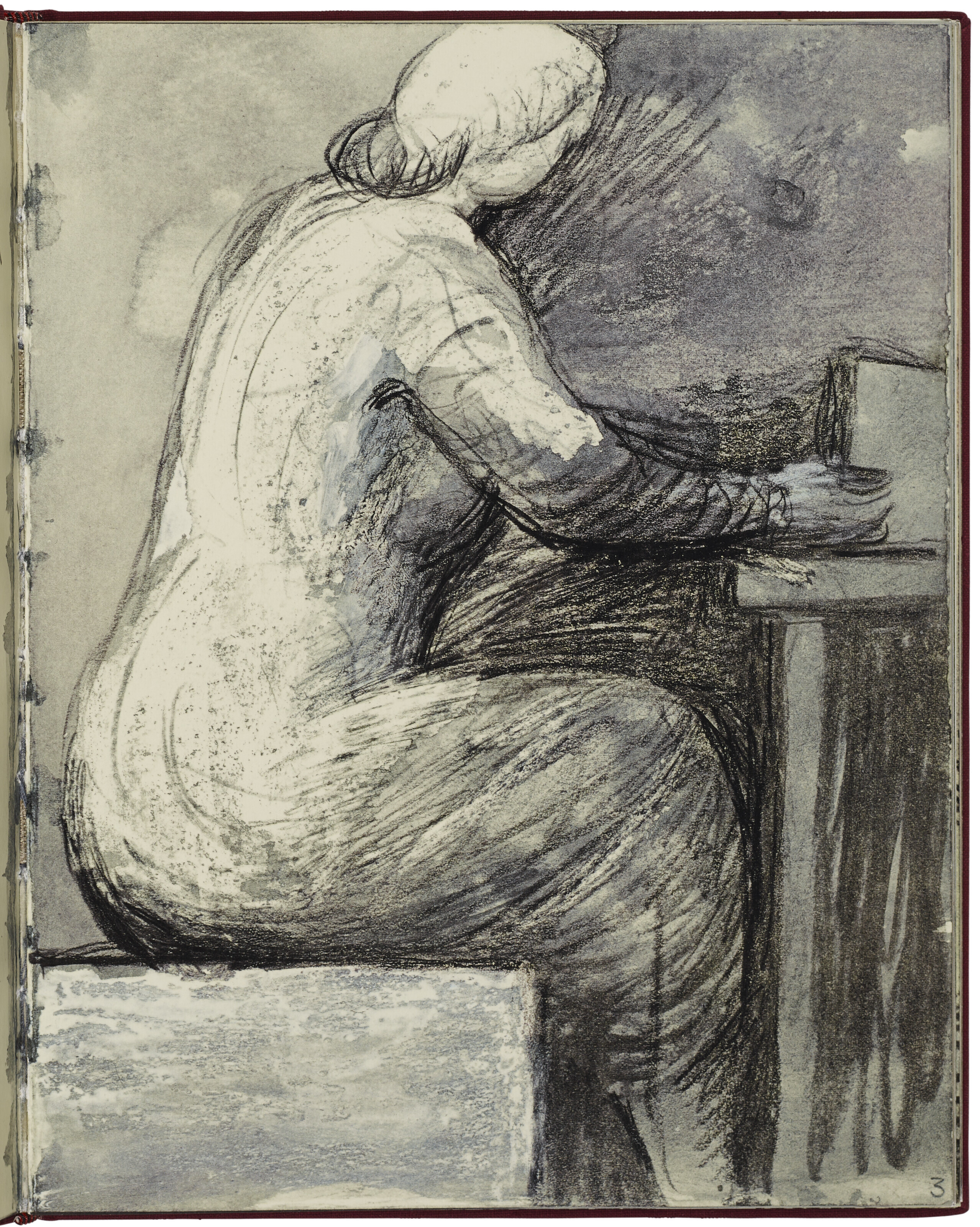 Henry Moore — Лежащая обнаженная, из альбома для зарисовок 1980 года, изображение 3