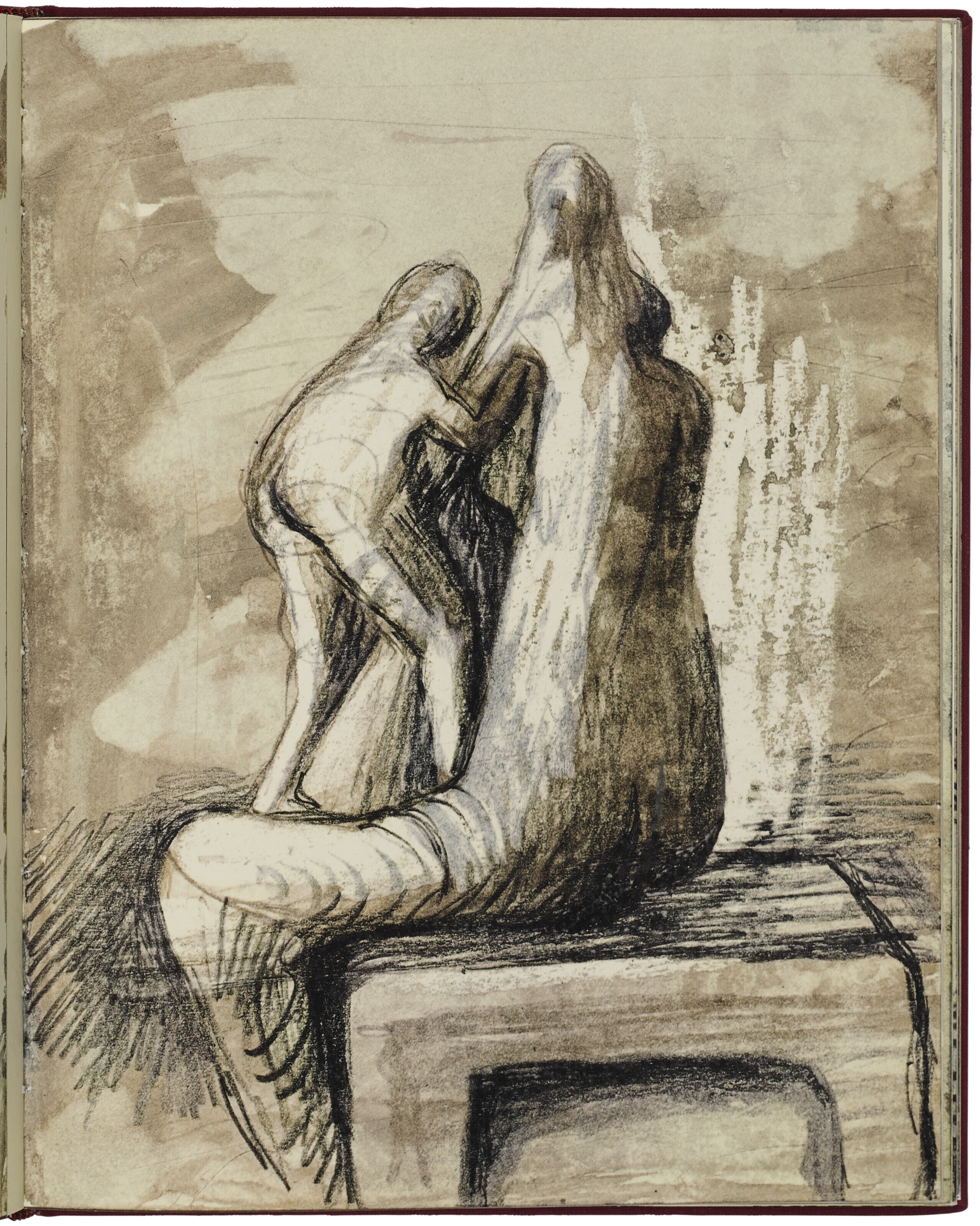 Henry Moore — Лежащая обнаженная, из альбома для зарисовок 1980 года, изображение 9