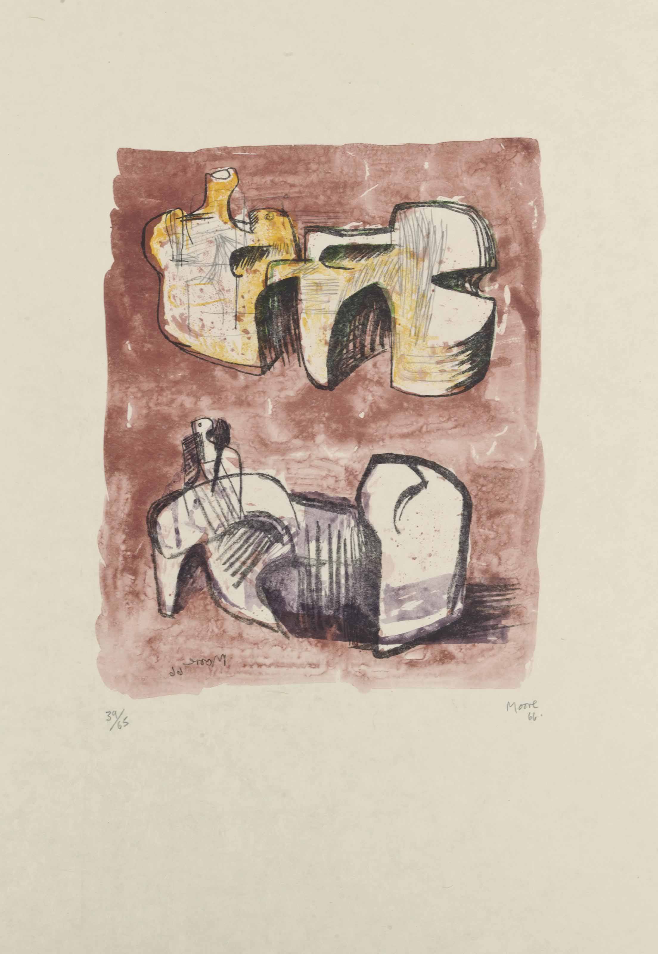 Henry Moore — Две монументальные лежащие фигуры (Крамер, 63)