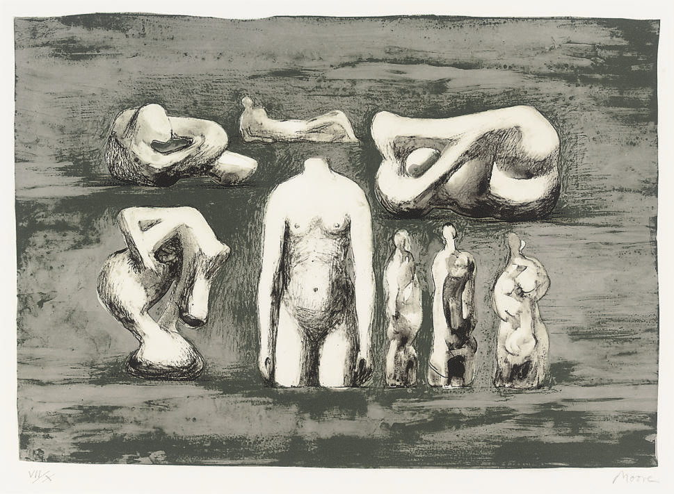 Henry Moore — Женский торс и скульптурные идеи I (Cramer 534)