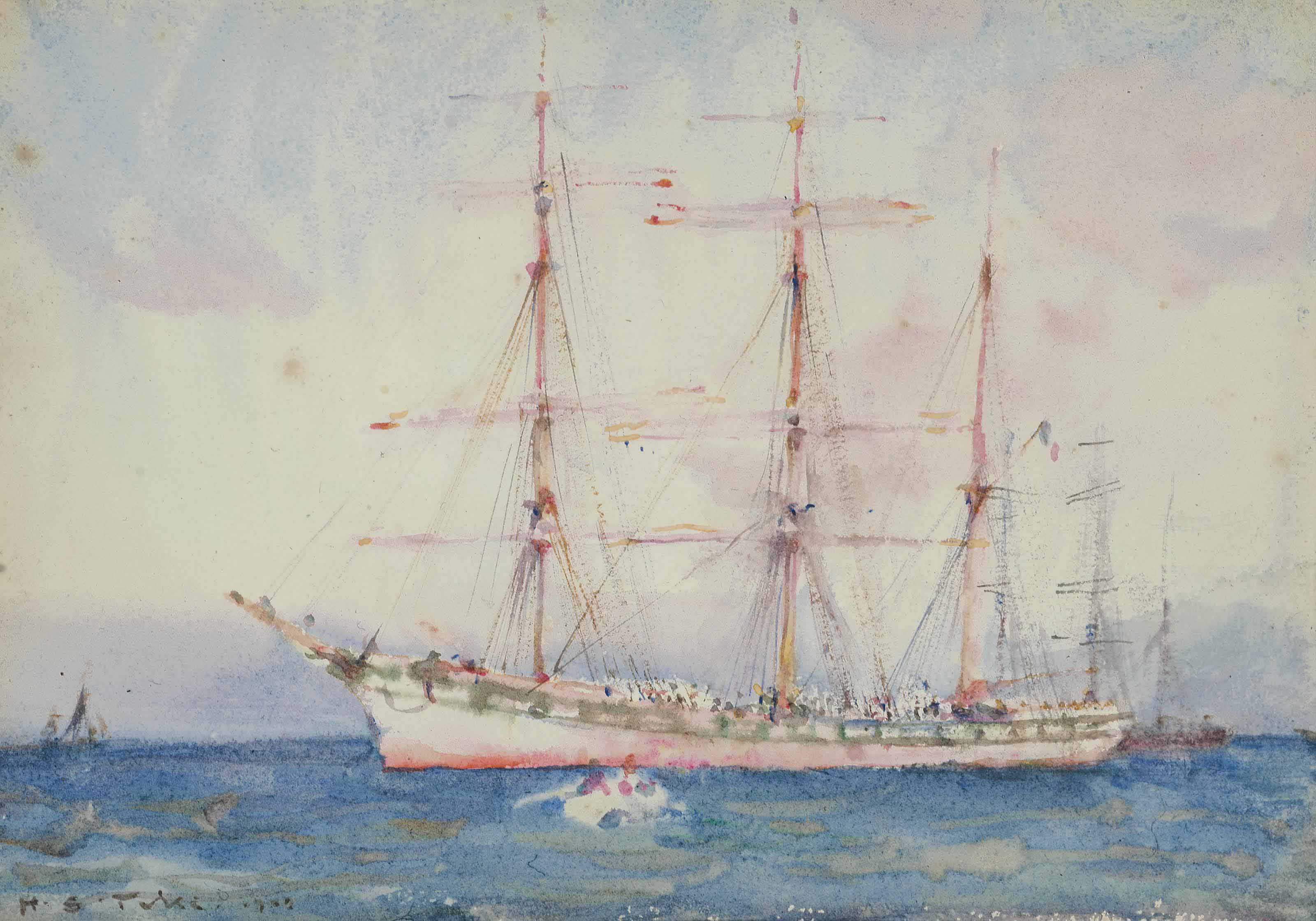 Henry Scott Tuke — Французский "винджаммер" на якоре