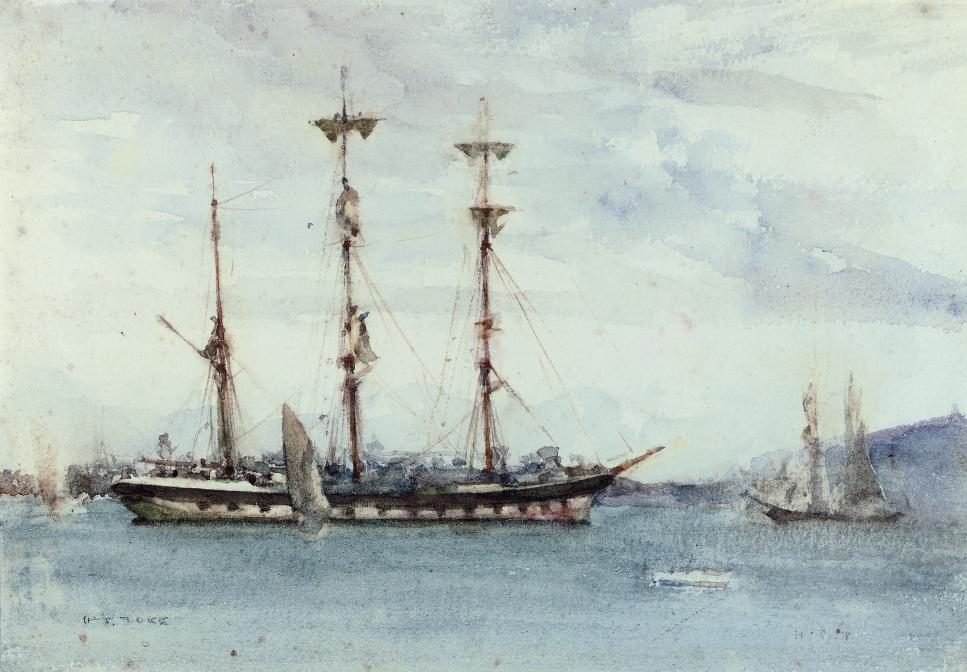 Henry Scott Tuke — Парусник, стоящий на якоре в гавани Фалмута