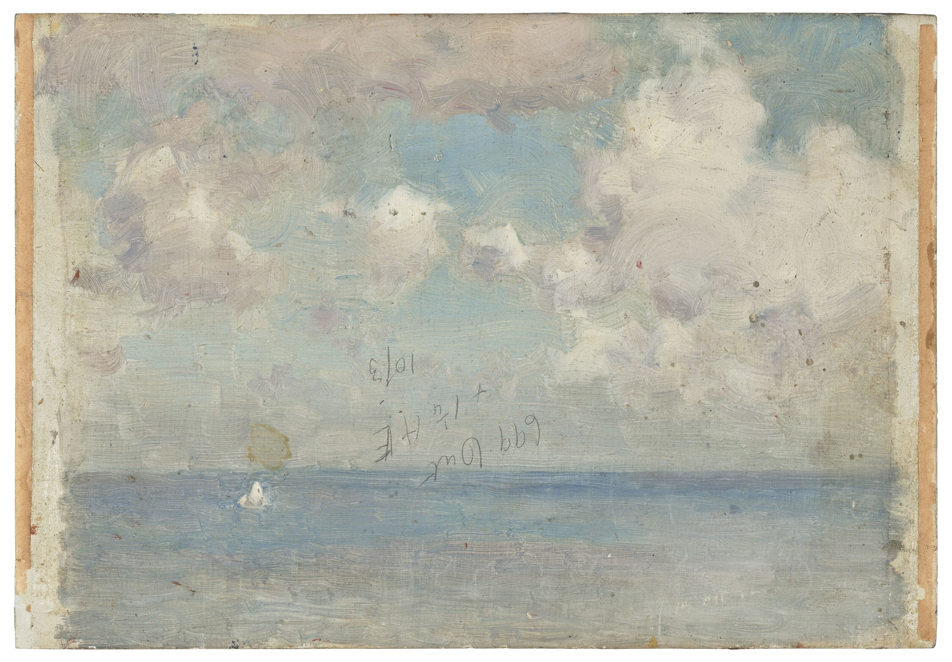 Henry Scott Tuke — Гребная лодка (справа); Облачный морской пейзаж (сзади), изображение 3