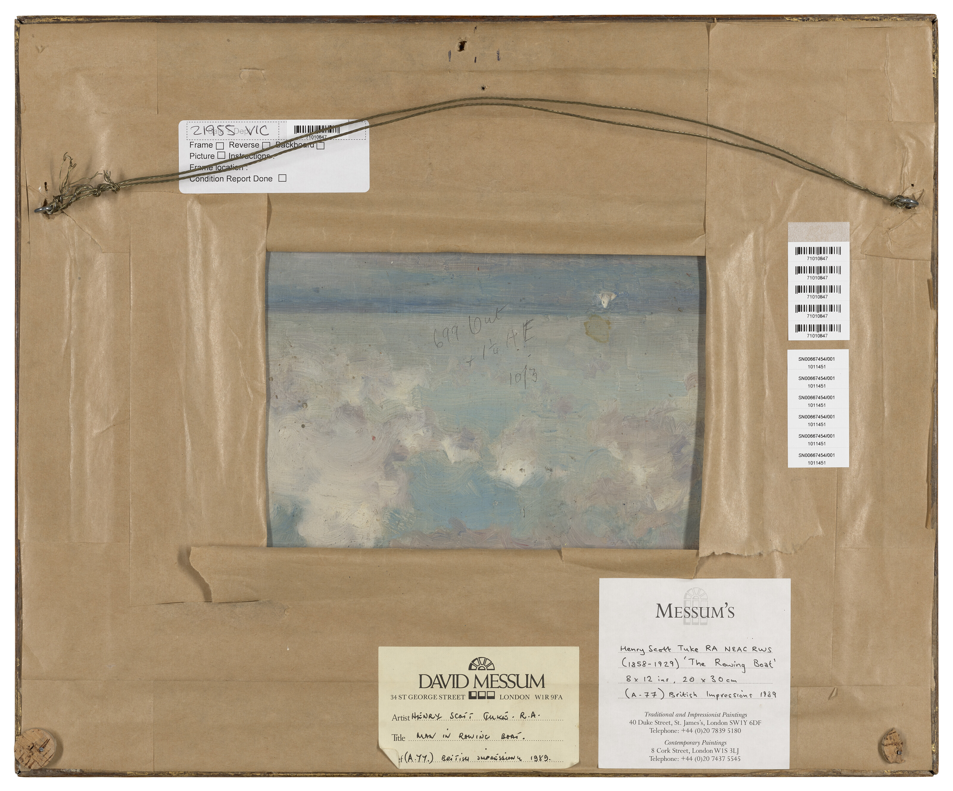 Henry Scott Tuke — Гребная лодка (справа); Облачный морской пейзаж (сзади), изображение 4