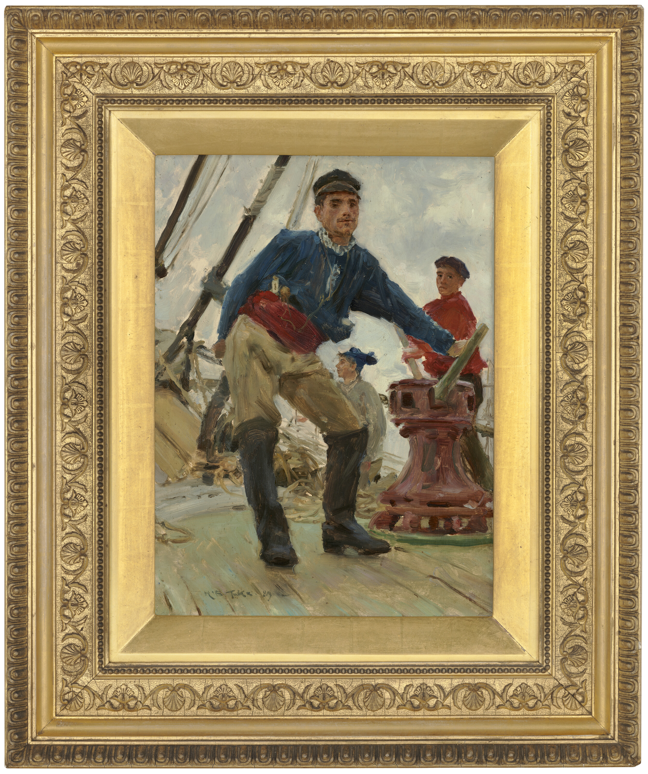 Henry Scott Tuke — У шпиля испанского брига, изображение 2