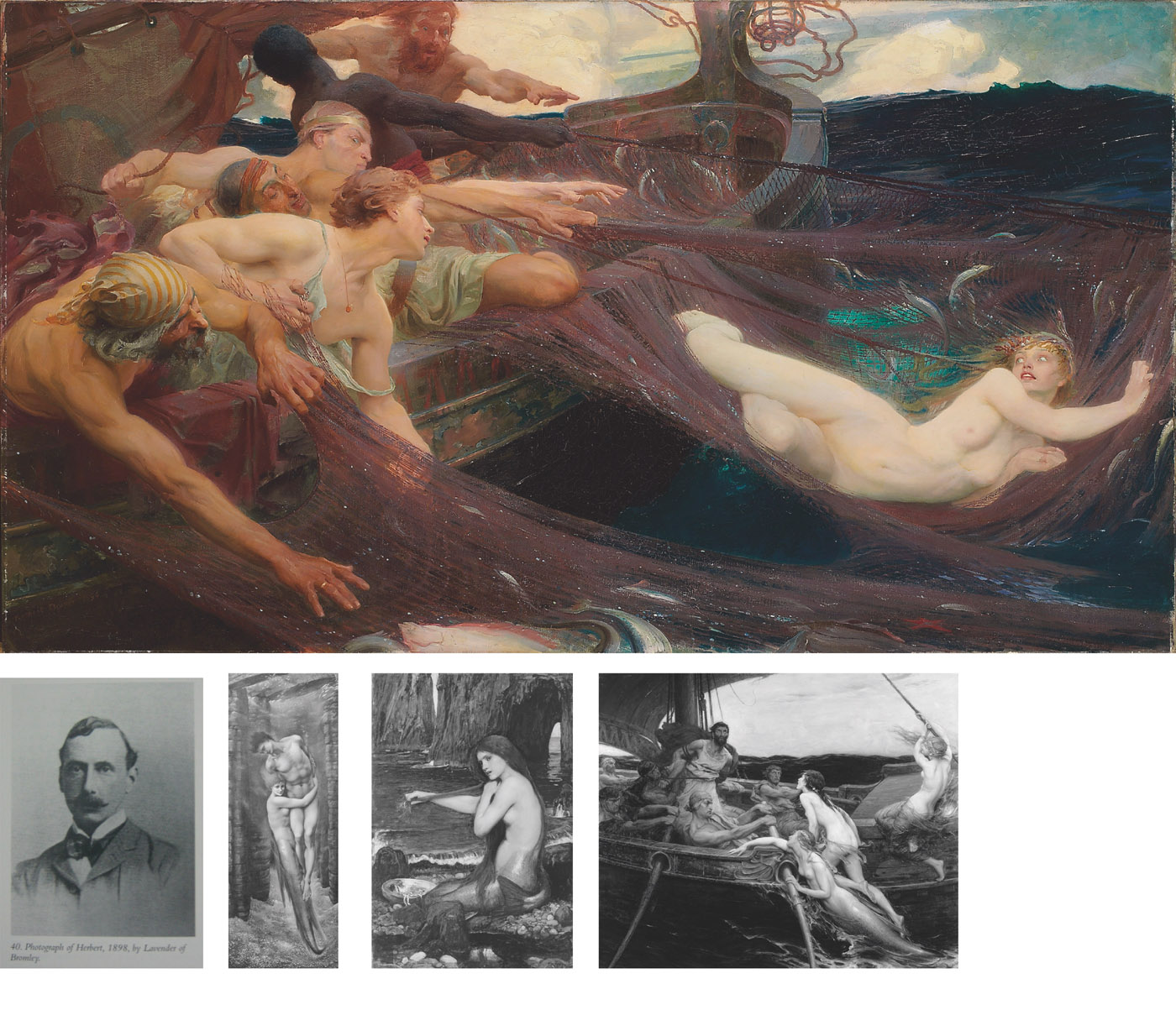 Herbert James Draper — Морская дева "Песня о сетях, которые тянули по бурным морям, И подняли с разорванными бортами, и поймали в них странноволосую женщину с печальными поющими губами" - Шателар
