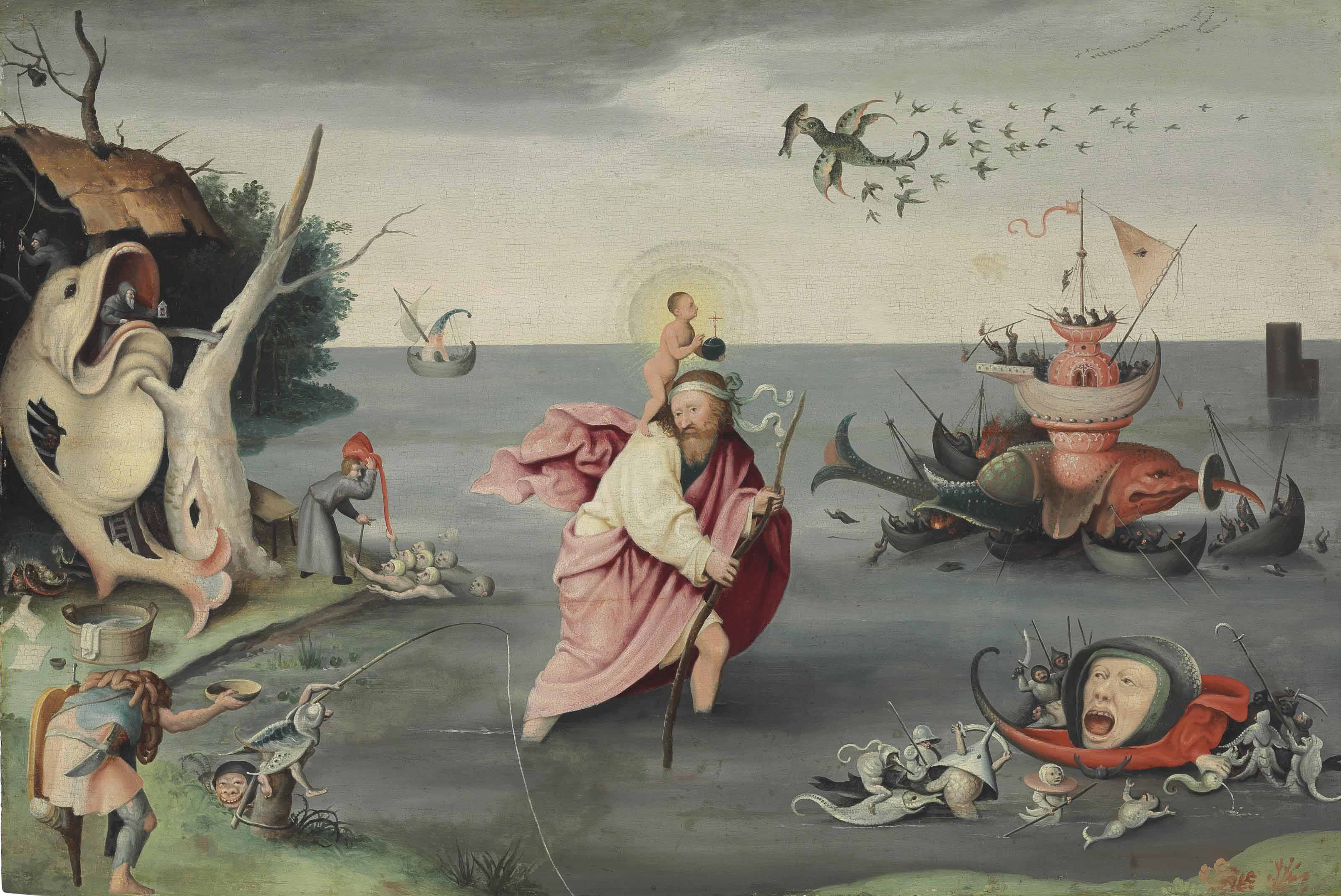Hieronymus Bosch — Святой Христофор, несущий Младенца Христа по грешному миру