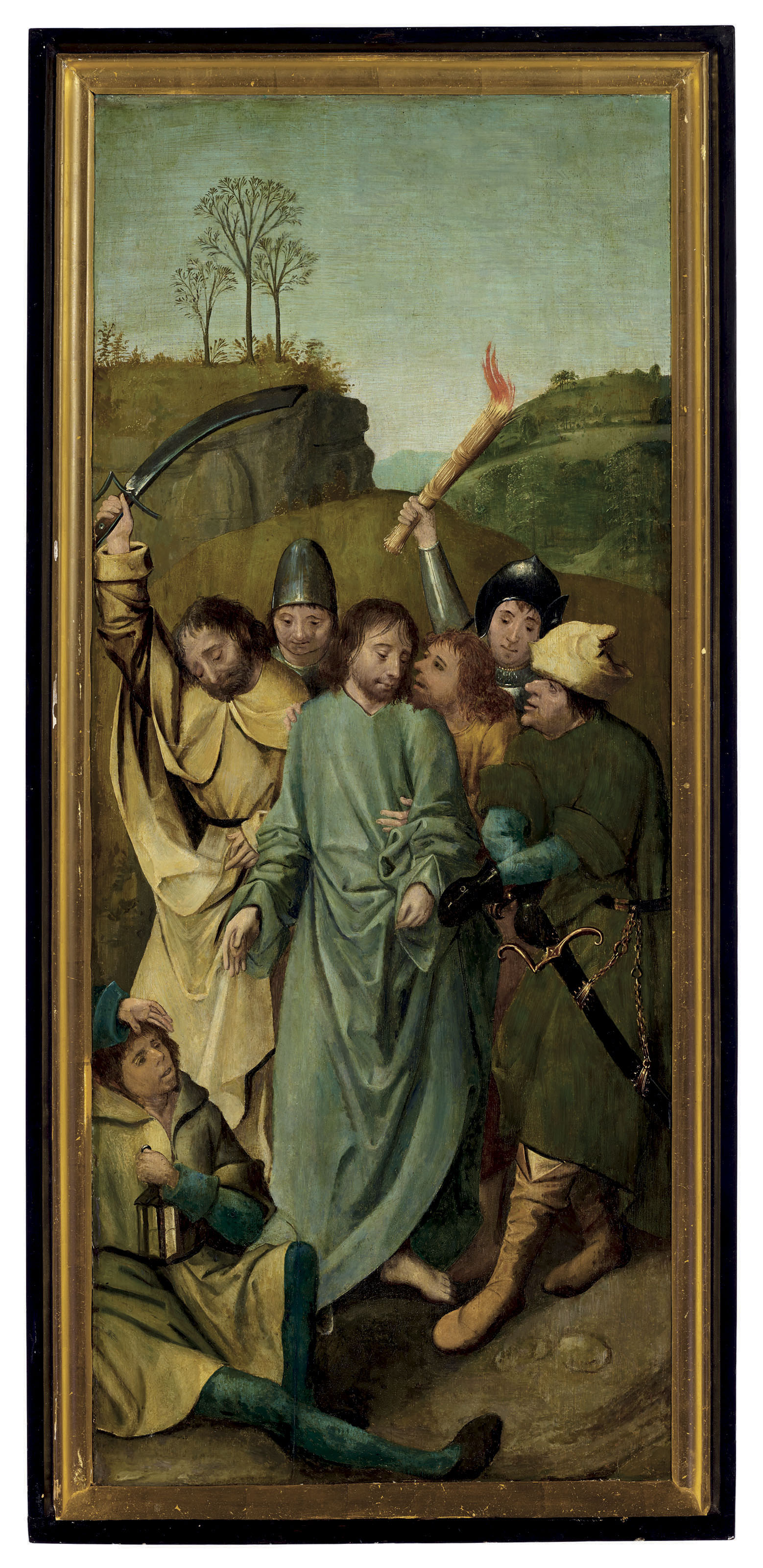 Hieronymus Bosch — Крыло полиптиха: Взятие Христа (справа); Святое семейство (сзади), изображение 2