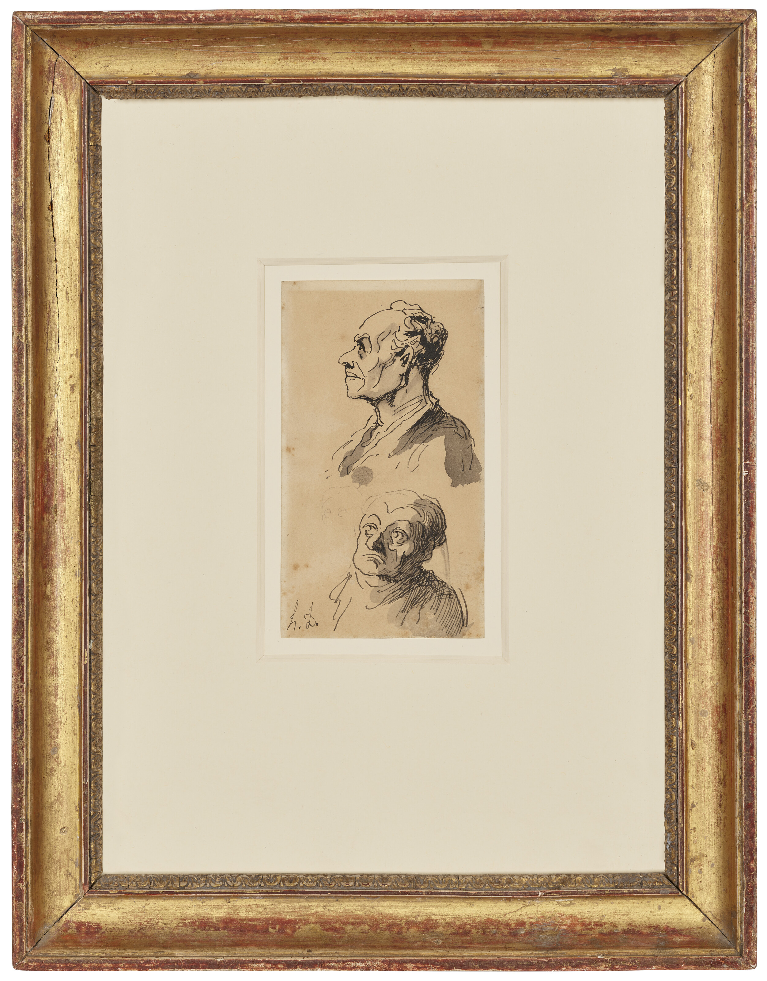Honoré Daumier — Два исследования голов, изображение 2