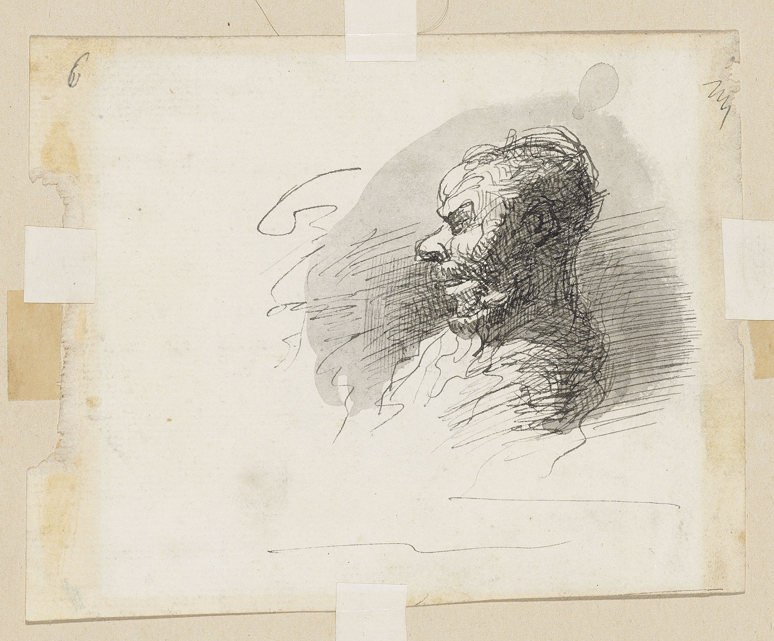 Honoré Daumier — Встреча с человеком (лицом к лицу); Профиль человека (оборотная сторона), изображение 2