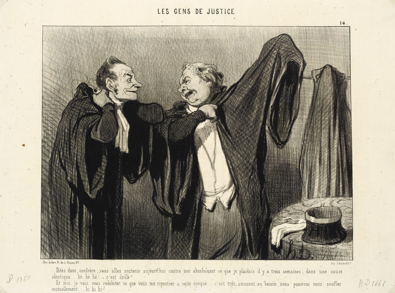 Honoré Daumier — Четыре тарелки из "Рода правосудия" (Дельтейль, 1342, 1350, 1356 и 1367)