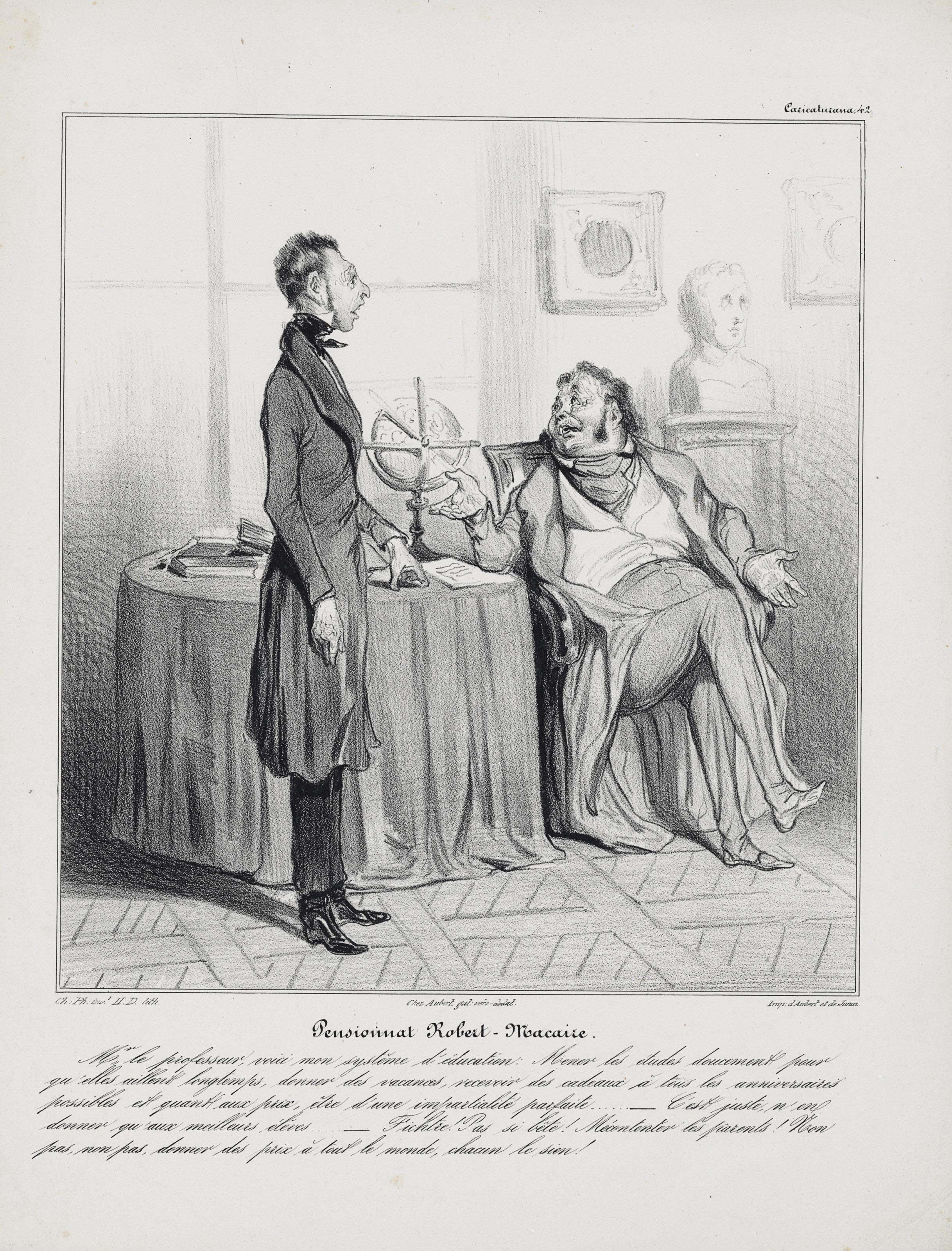 Honoré Daumier — ДОМЬЕ, Оноре (1808-1879) и Шарль ФИЛИПОН (1800-1861). Карикатуристы (Робер Макэр). Париж: Aubert, и Aubert & Junca, 1836-38 гг. (Л.Д. 354-73, 375-455)