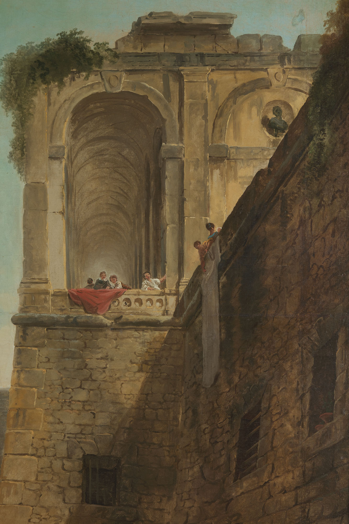 Hubert Robert — Архитектурный проект "Каприз", созданный на эскалаторе и пьере, монументальный анимационный фильм о персонажах, изображение 6