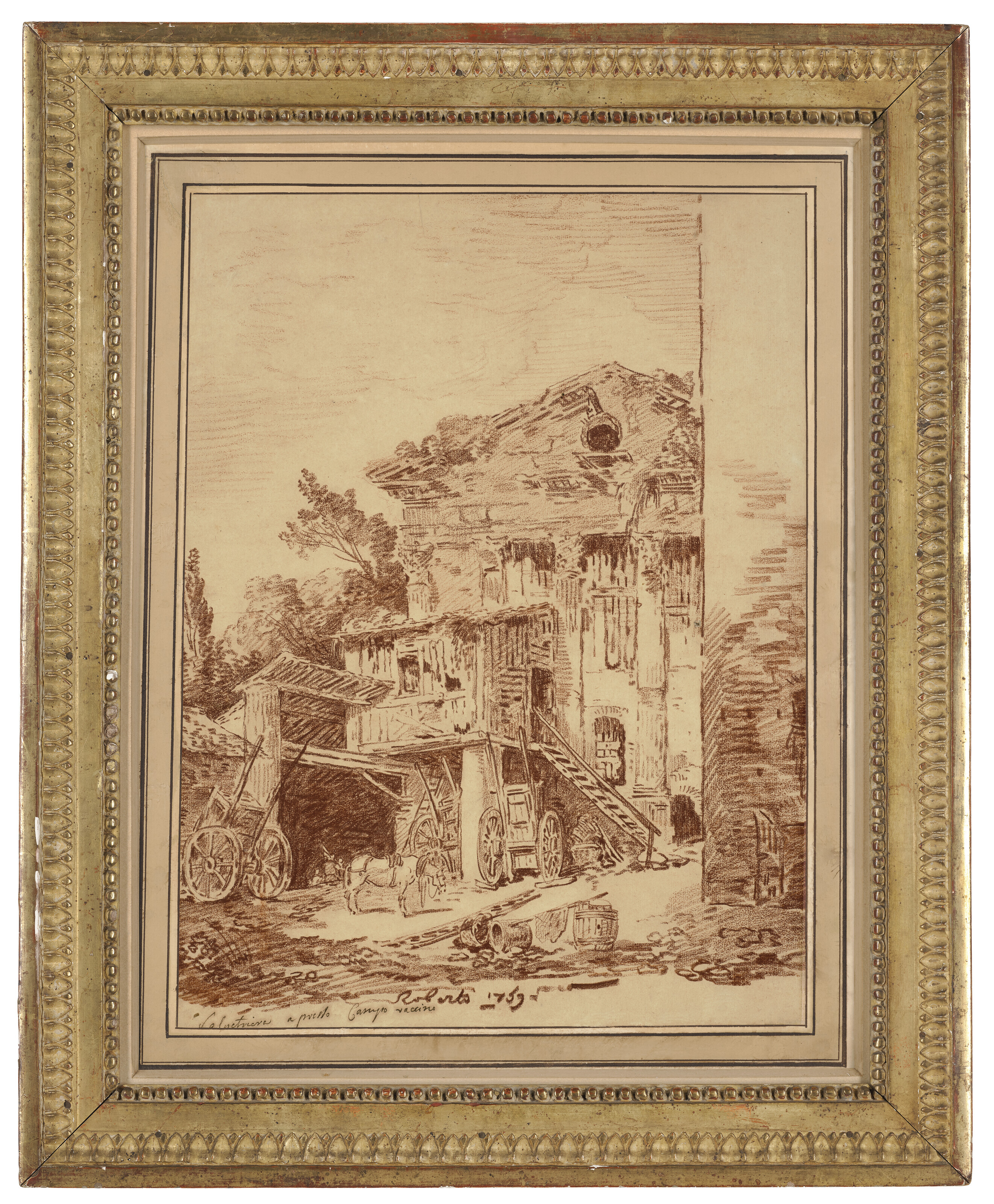 Hubert Robert — Внутренний дворик рядом с Кампо Вакчино в Риме, изображение 2