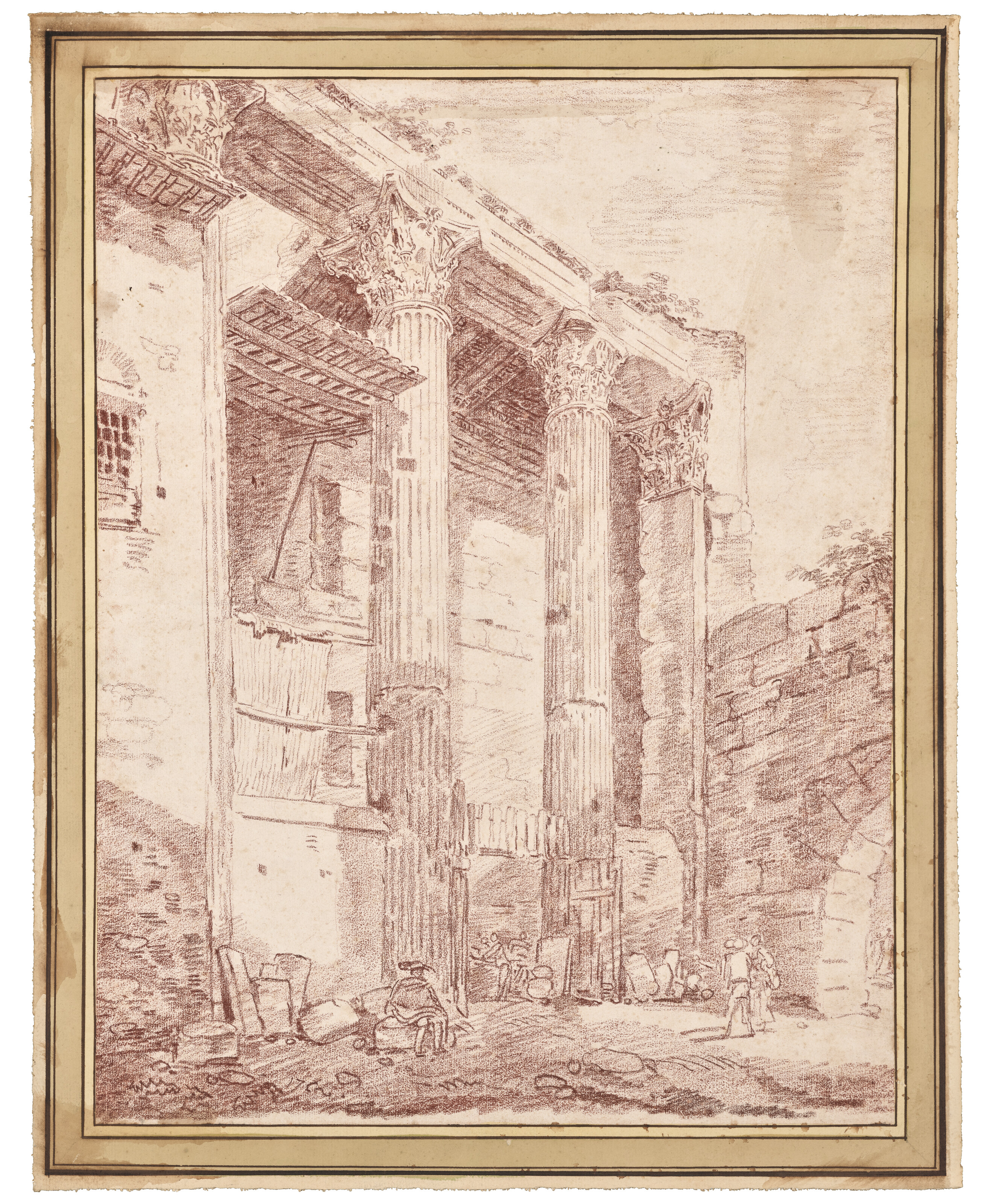 Hubert Robert — Итальянский храм разрушает многих персонажей, изображение 3