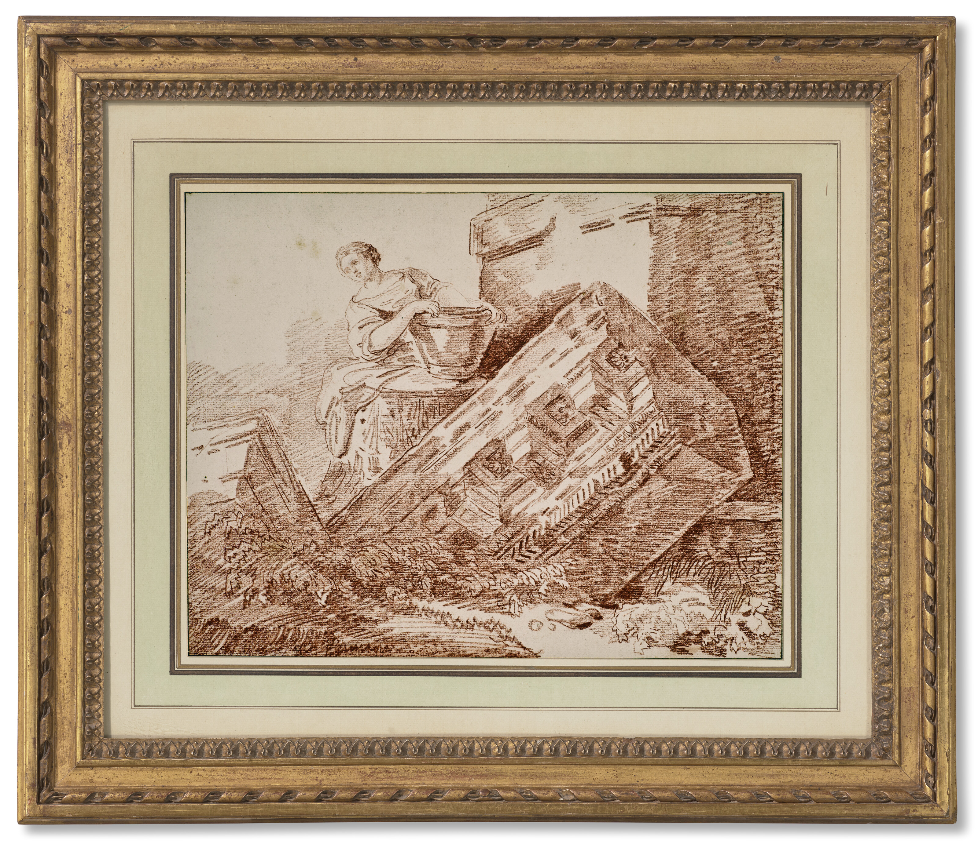 Hubert Robert — Молодая женщина с ведром у разрушенного архитрава, изображение 3