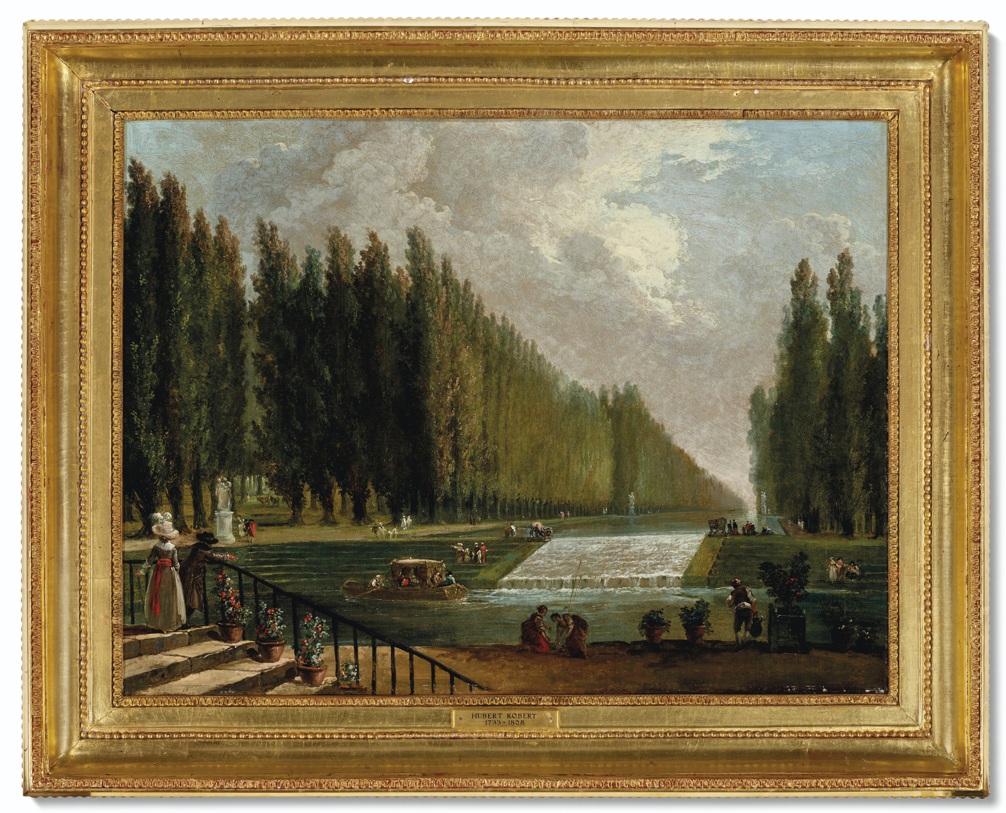 Hubert Robert — Парк загородной виллы с фигурками, прогуливающимися у каскада воды, изображение 2
