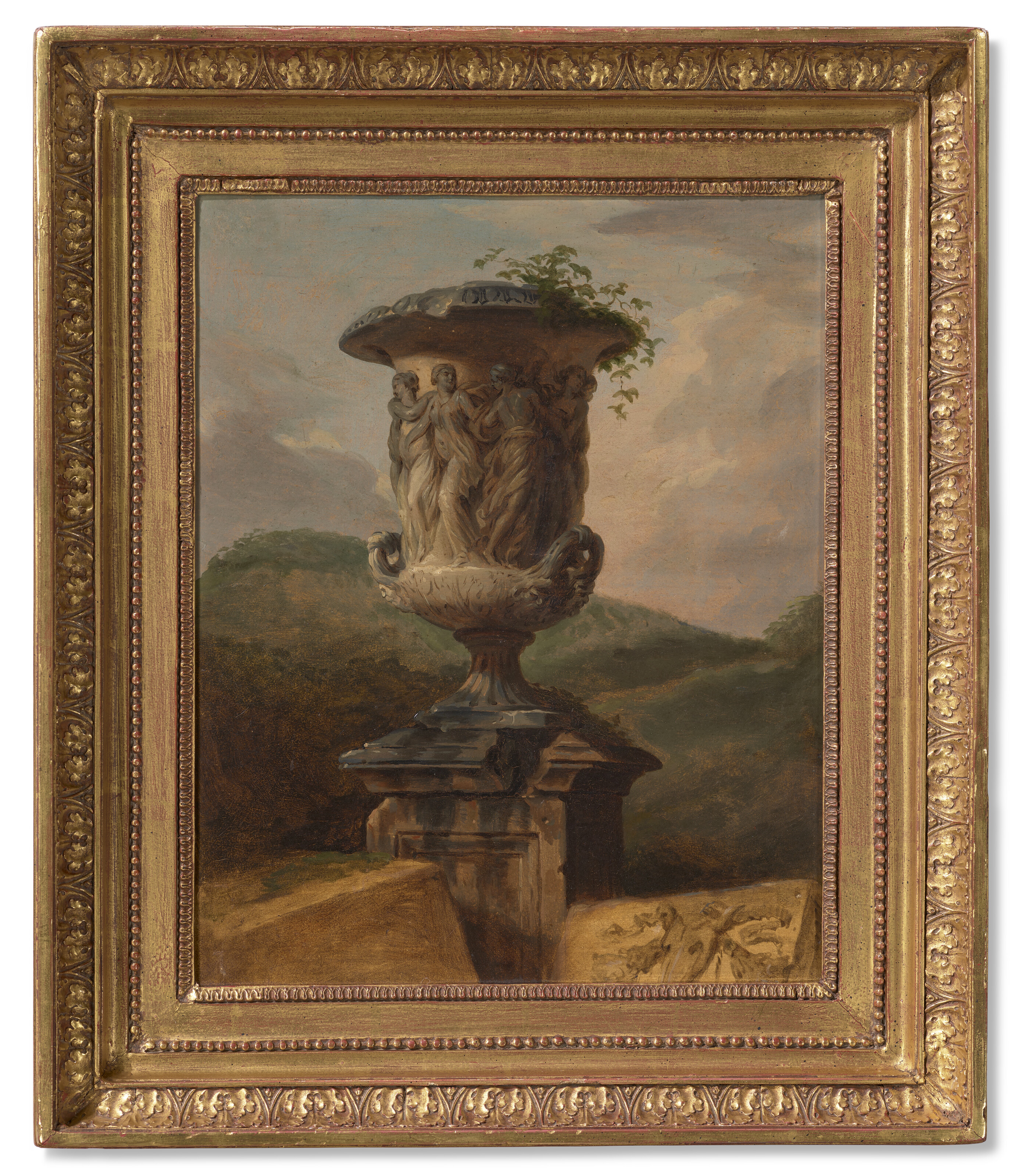 Hubert Robert — Старинная урна на фоне пейзажа
