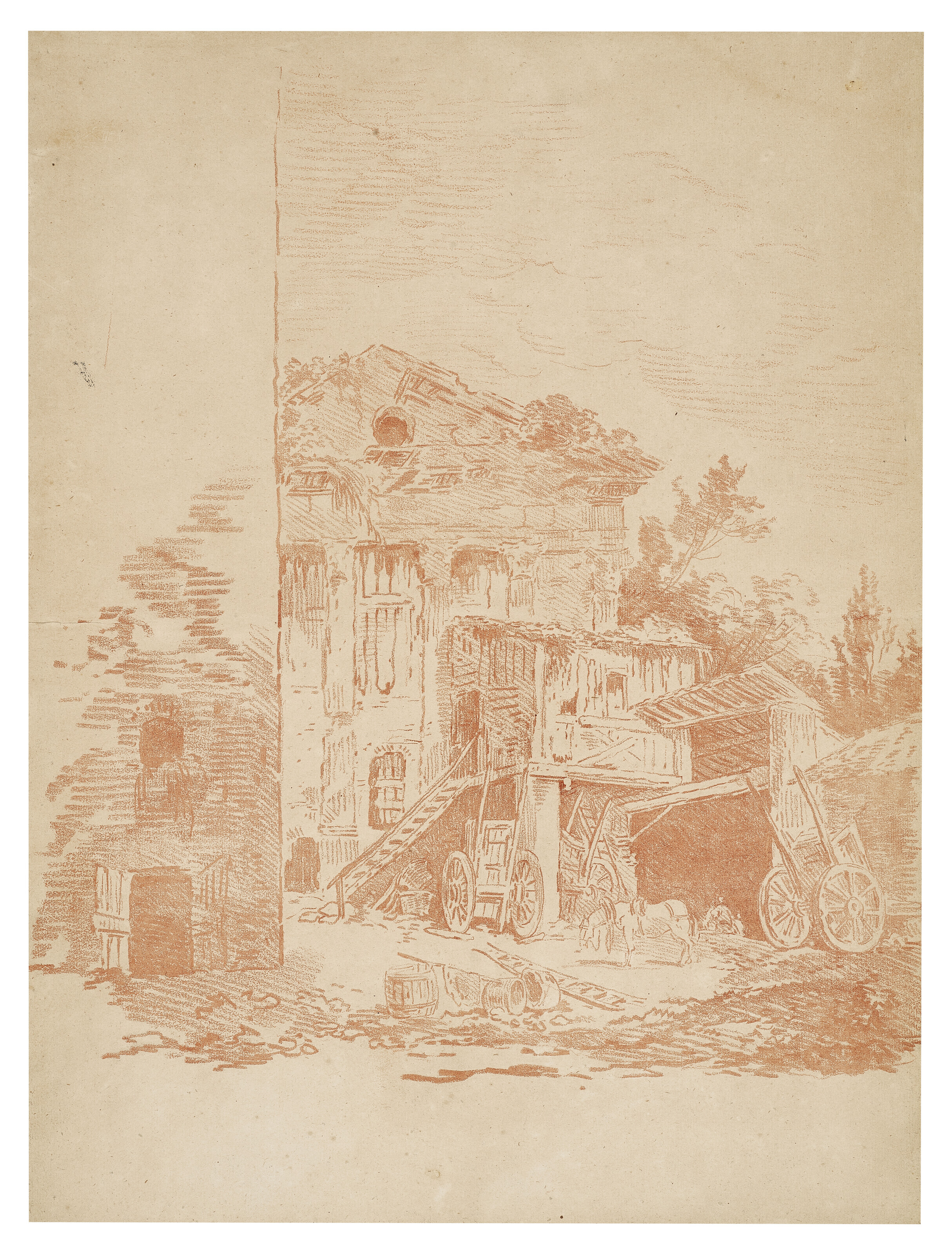 Hubert Robert — Внутренний дворик рядом с Кампо Вакчино в Риме