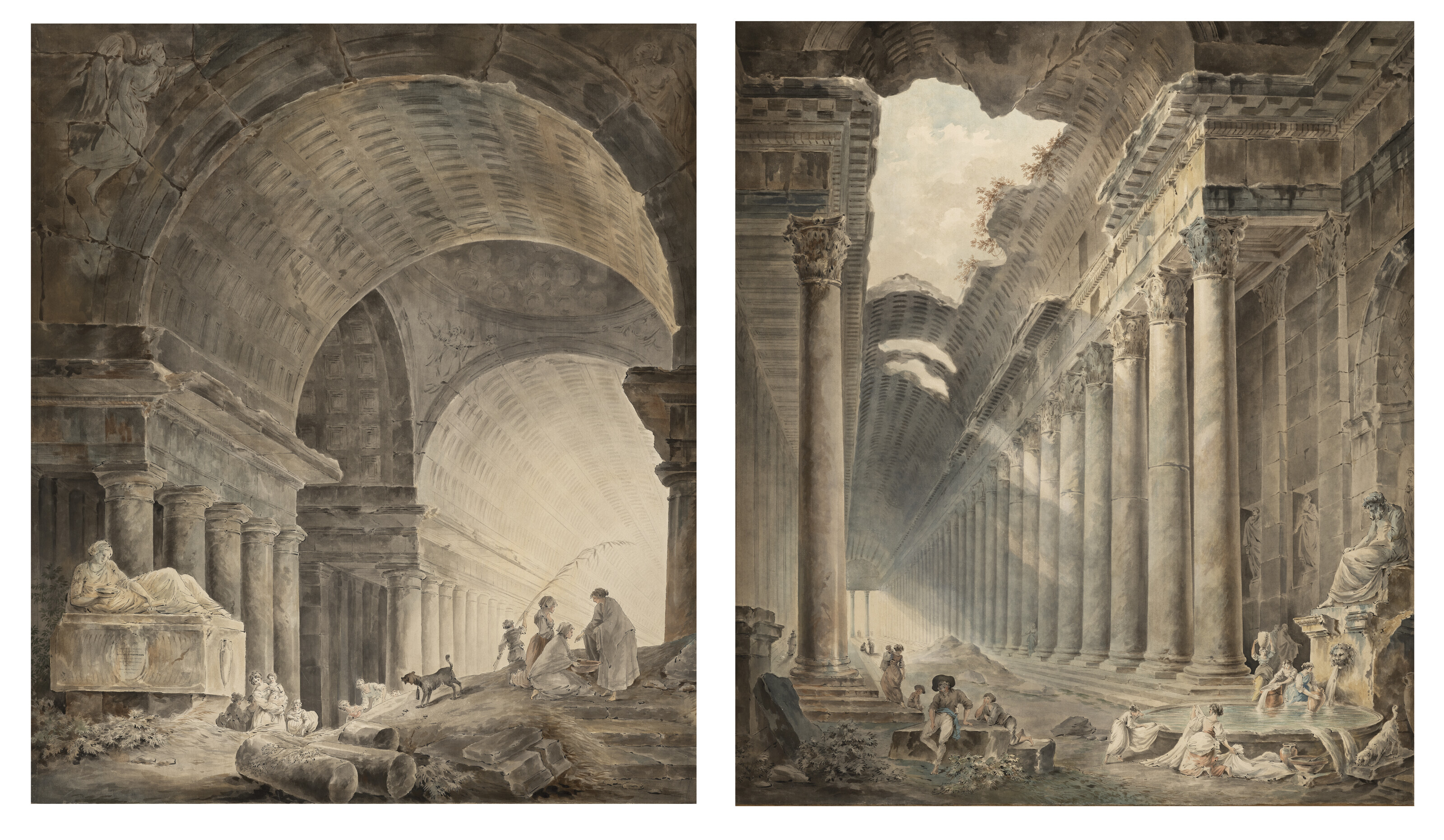 Hubert Robert — Два каприза архитектуры, галереи в руинах