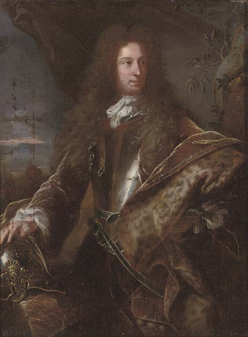 Hyacinthe Rigaud — Портрет джентльмена, традиционно идентифицируемого как Джон Черчилль, 1-й герцог Мальборо (1650-1722), в три четверти роста, в доспехах