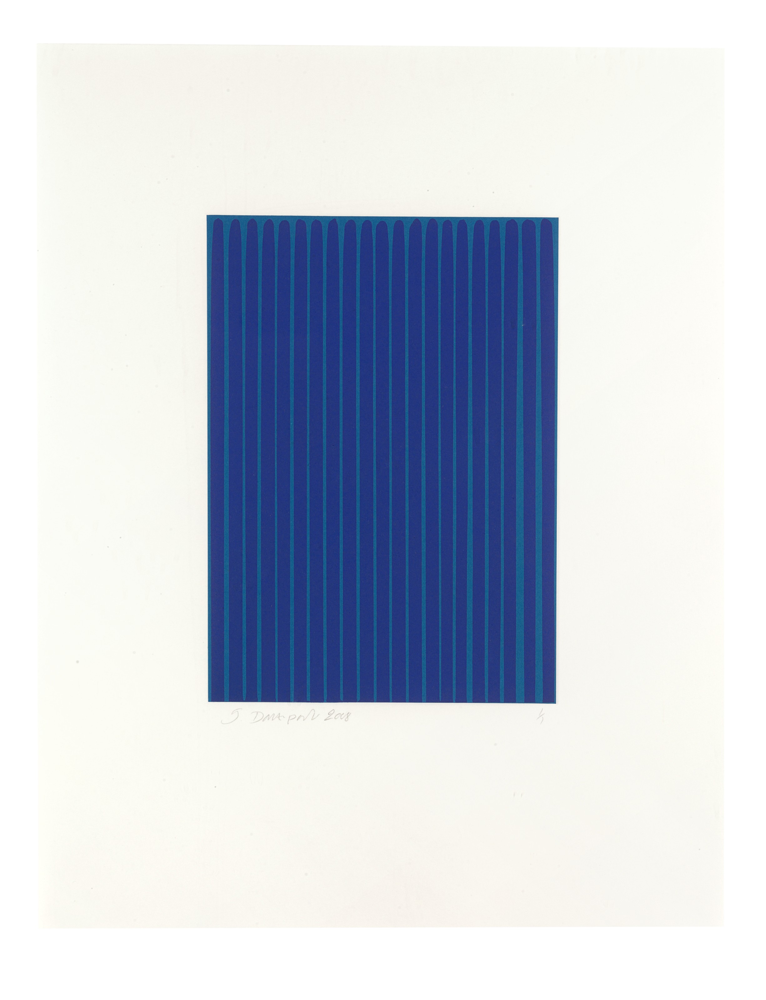 Ian Davenport — Ультрамариново-голубой (светлый) на лазурно-голубом фоне №9, из вытравленных линий