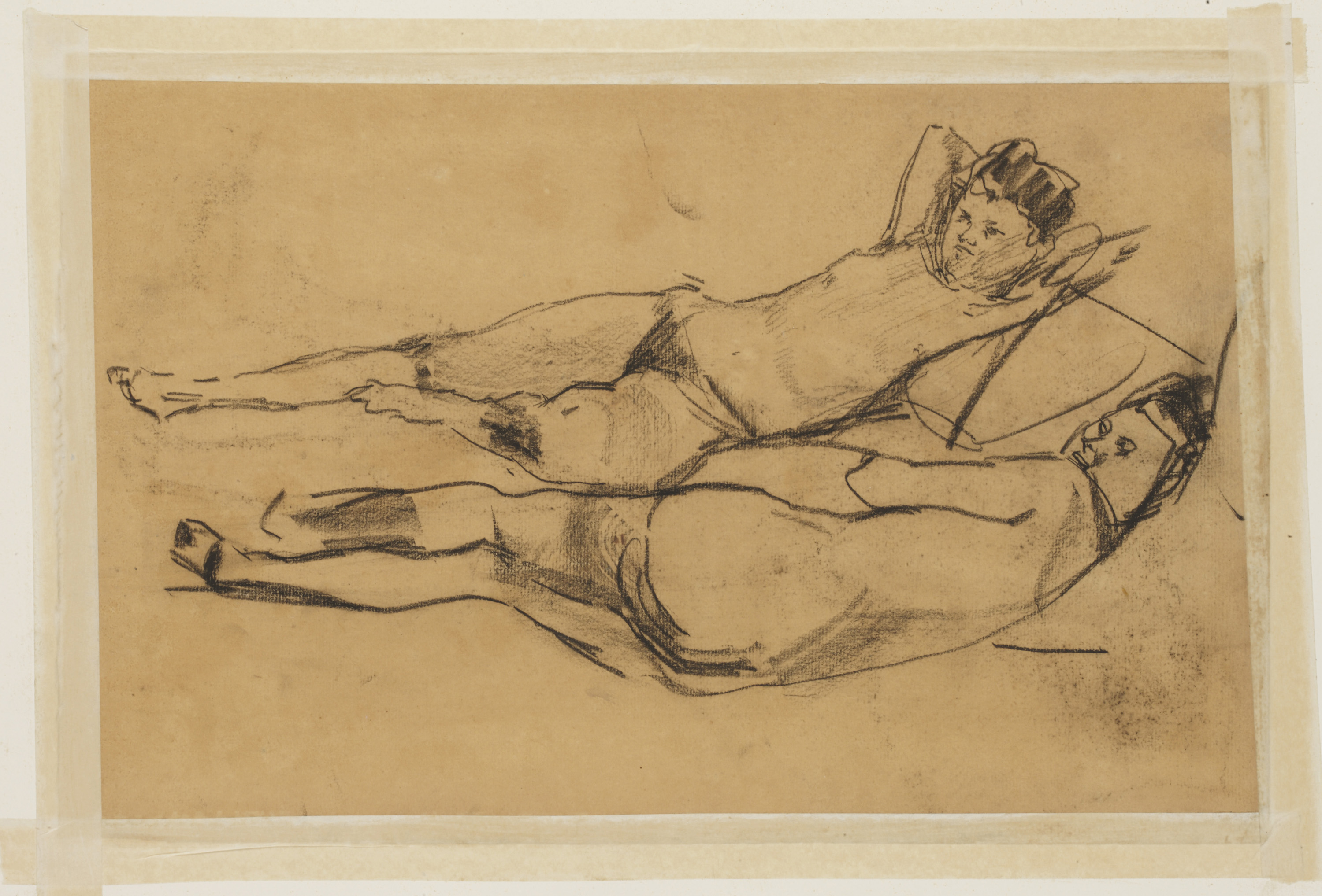 Isaac Israels — Портрет дамы с лентой (слева направо); Две обнаженные женщины (справа налево), изображение 2