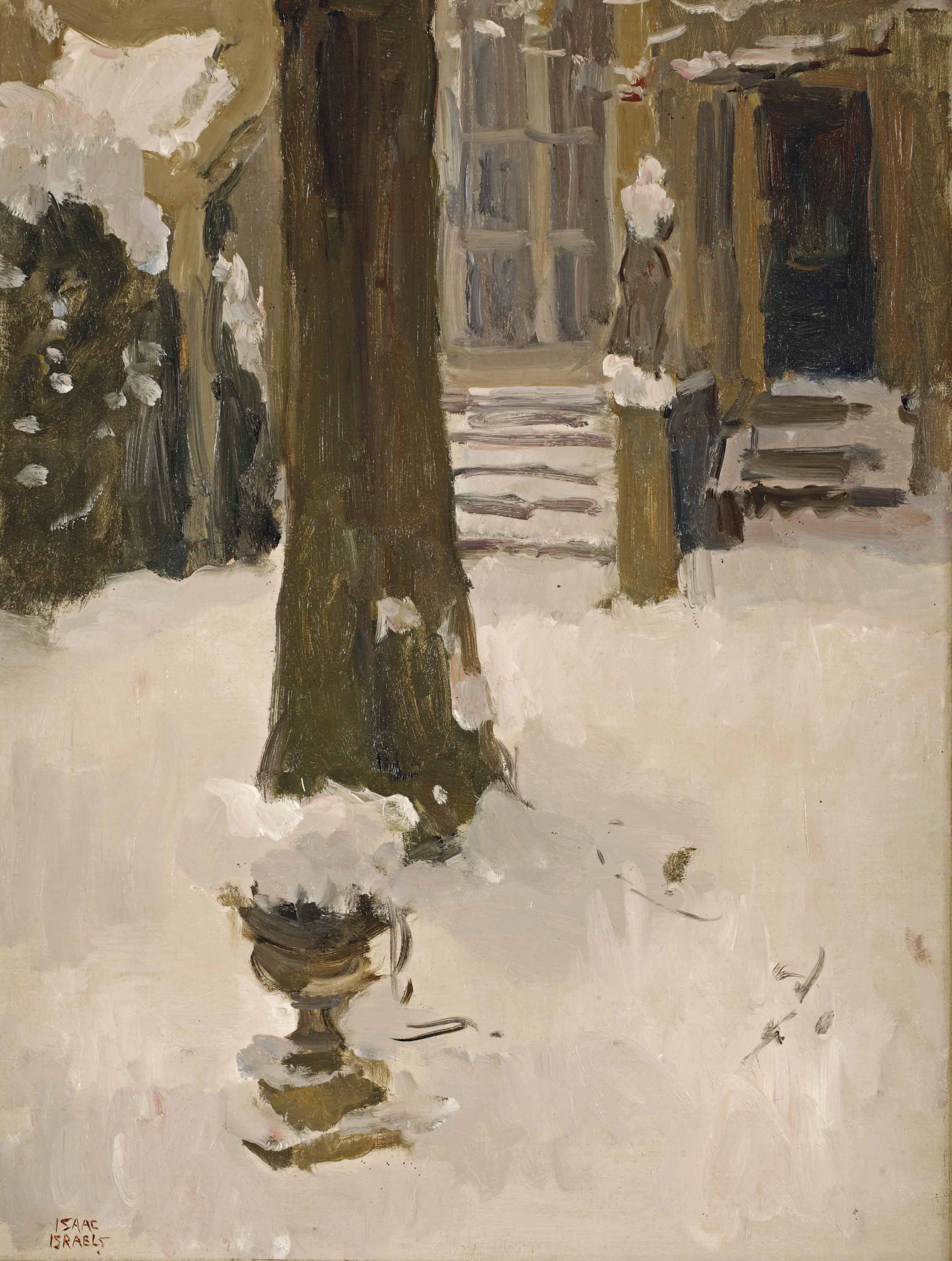 Isaac Israels — Сад художника на Конингиннеграхт зимой, Гаага