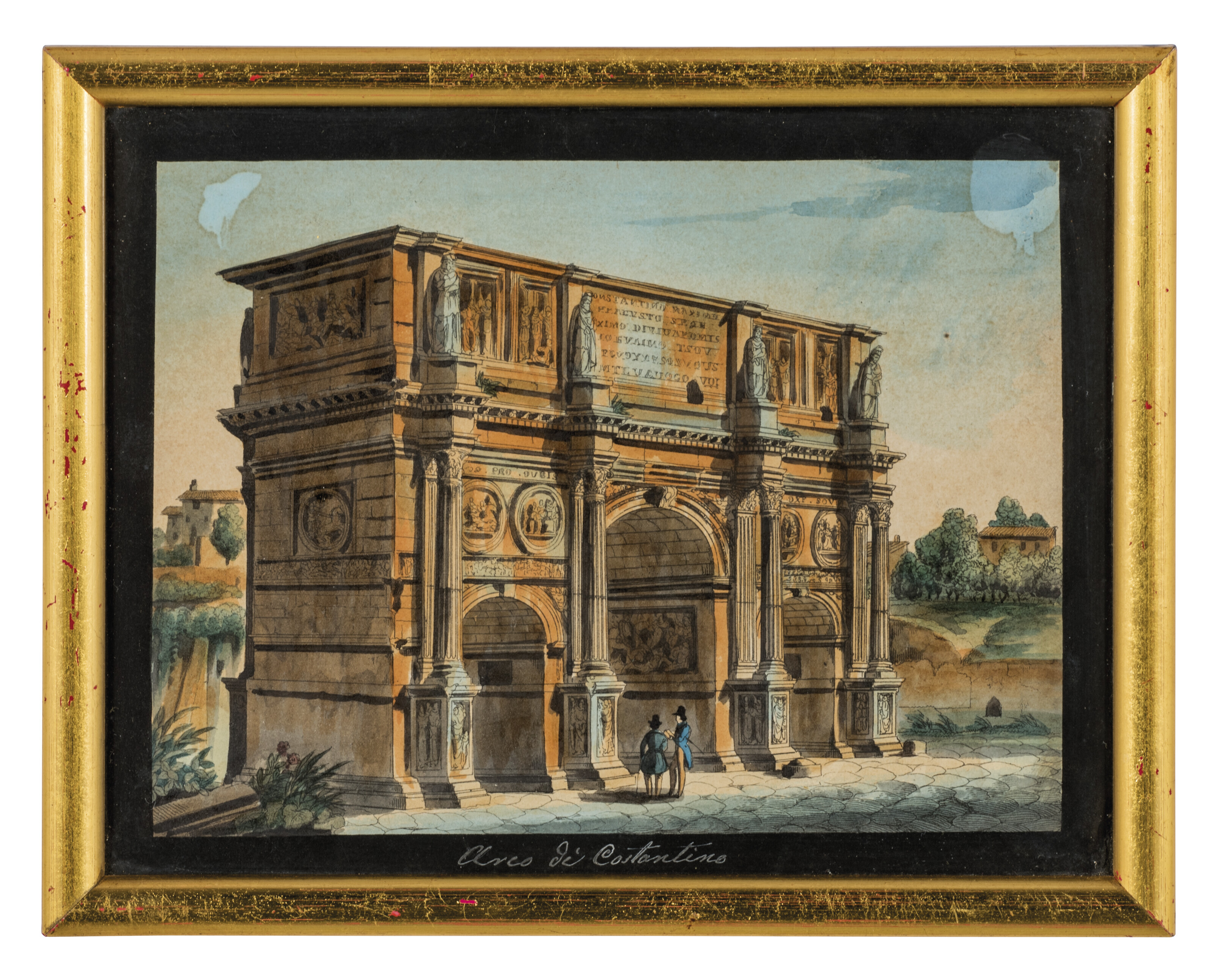 Italian School — Шесть видов Рима, включая замок Святого Ангела, арку Константина, площадь Пьяцца дель Пополо, арку Тита и пирамиду Кая Честиу; и четыре вида Неаполитанского залива с разных точек зрения, в, изображение 4