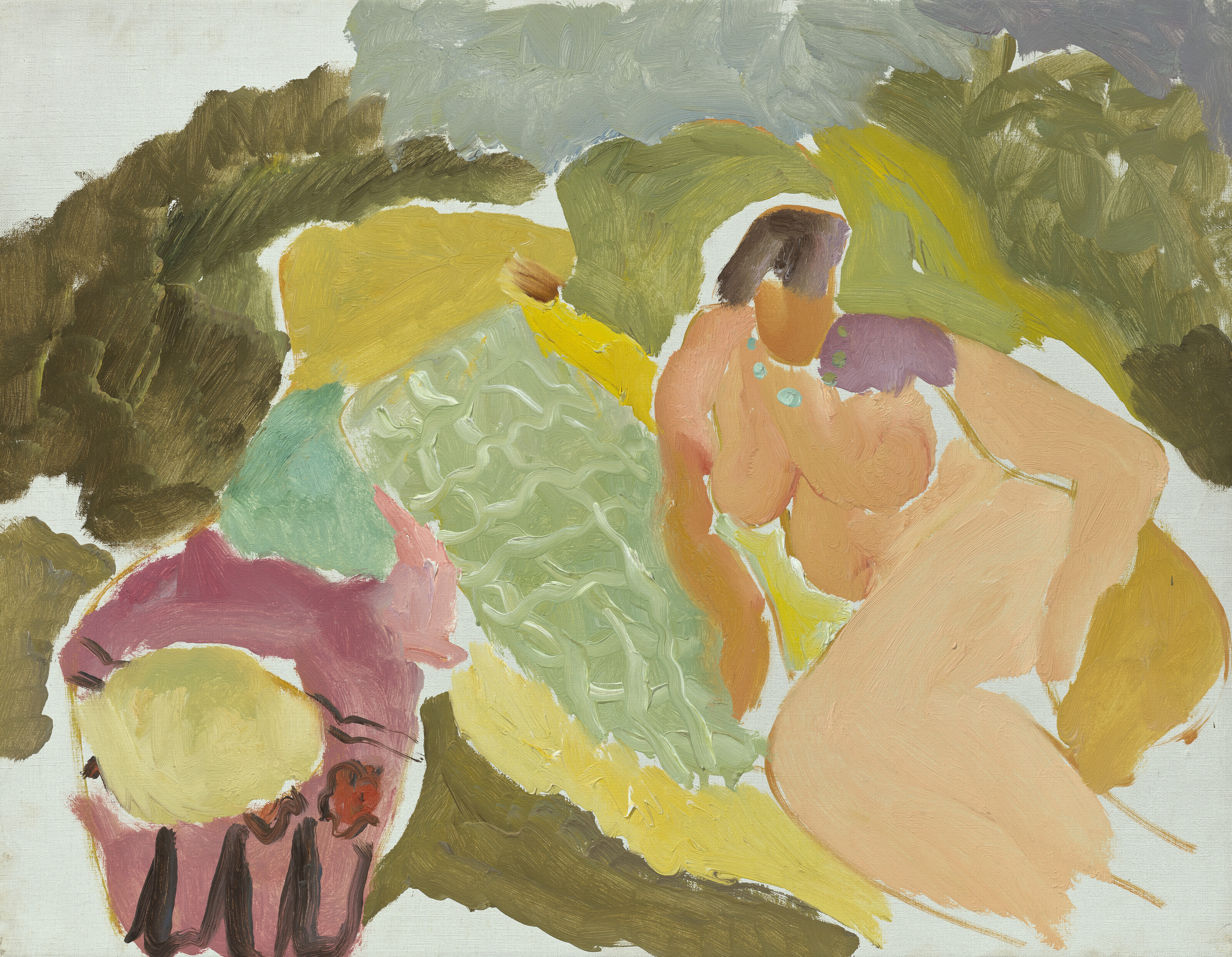 Ivon Hitchens — Обнаженная на зеленом ковре