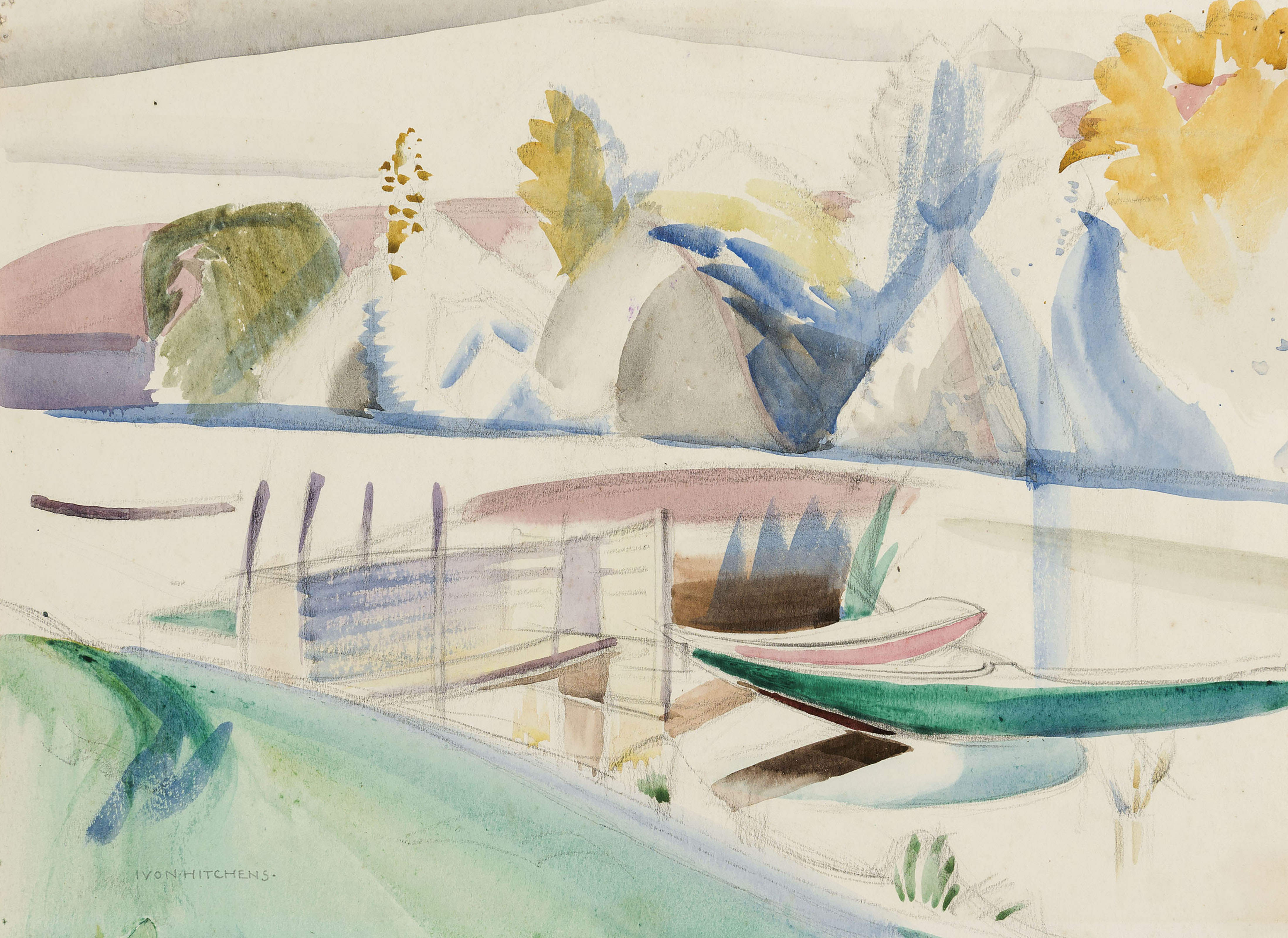Ivon Hitchens — Пристань на берегу Сены