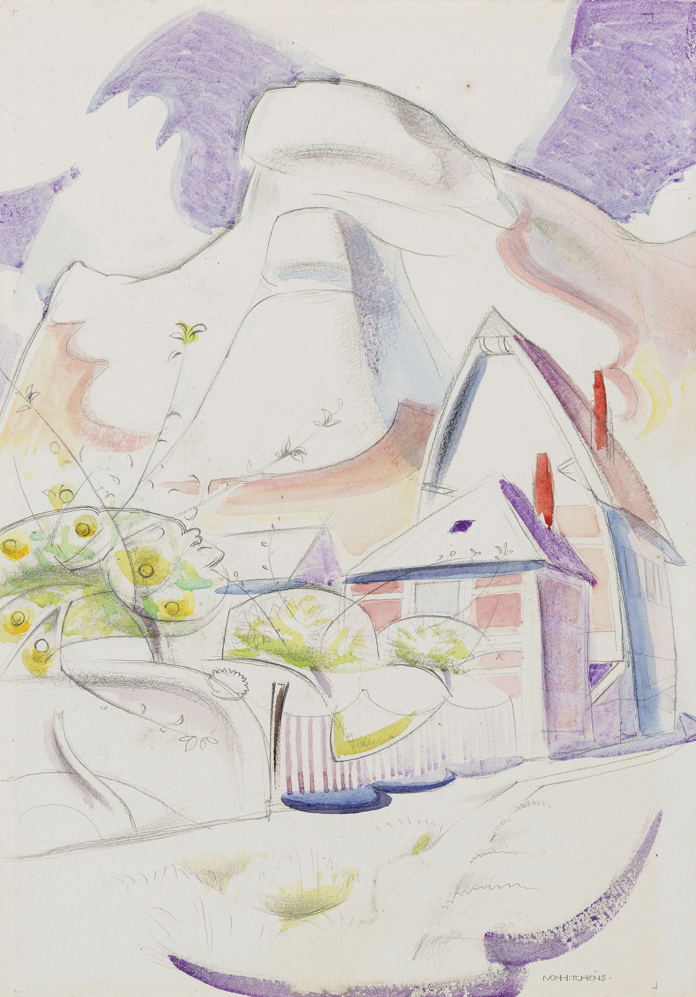 Ivon Hitchens — Красный дом и меловые скалы, Франция