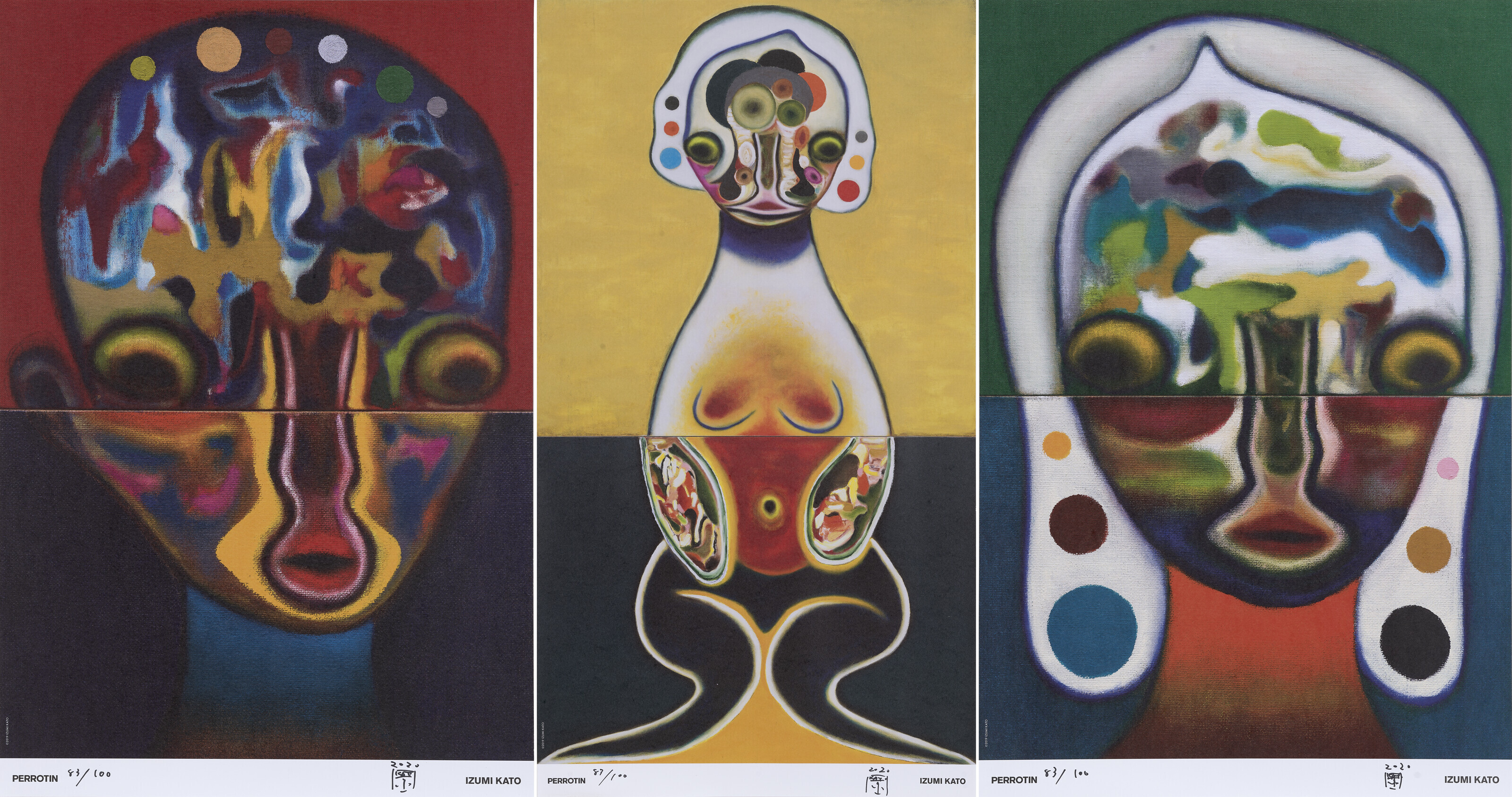 Izumi Kato — Без названия 1 (Homme Rouge); и без названия 2 (Femme Verte); и без названия 3 (Jaune)