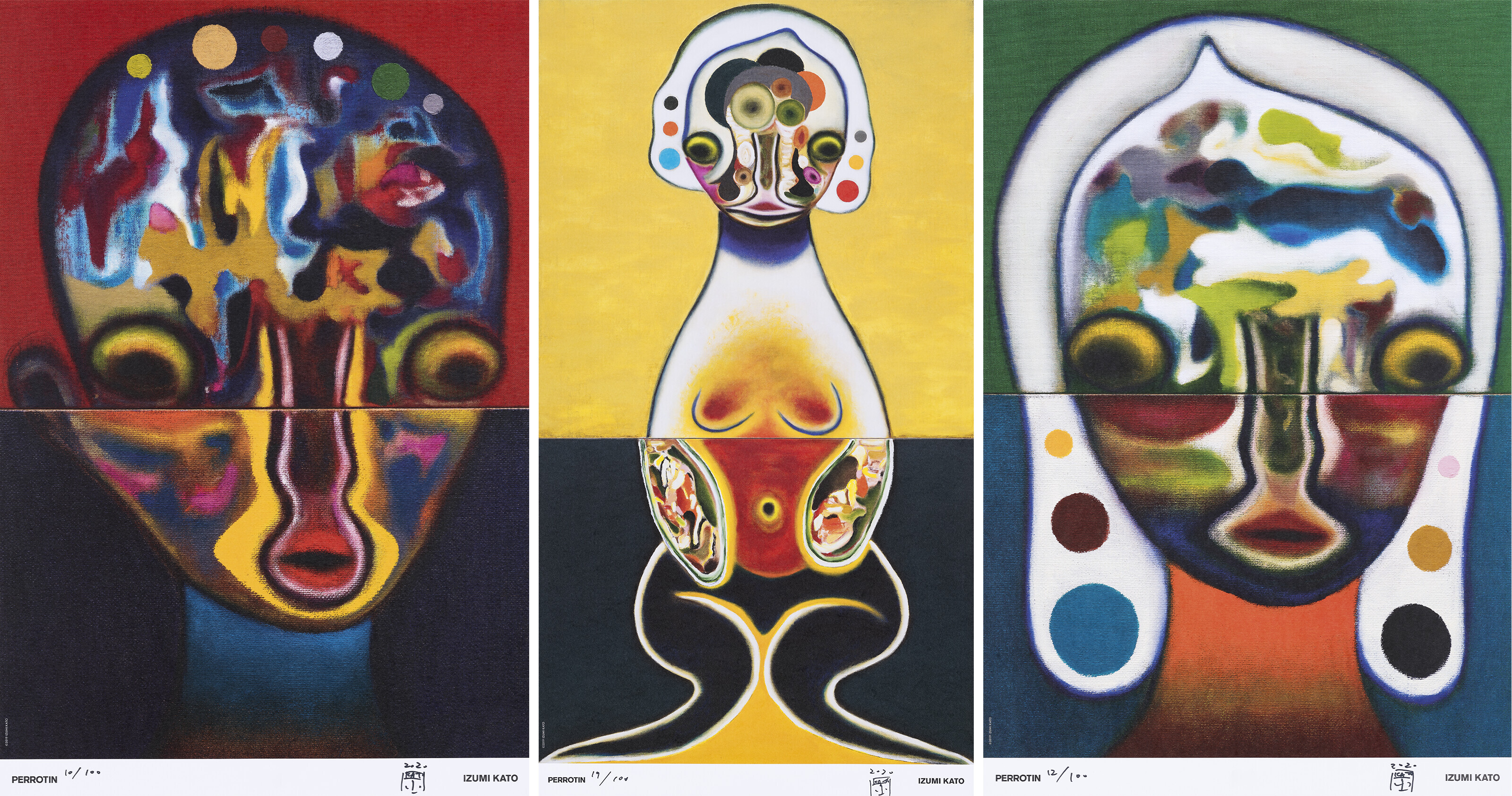 Izumi Kato — Без названия 1 (Homme Rouge) ; и без названия 2 (Femme Verte) ; и без названия 3 (Jaune)