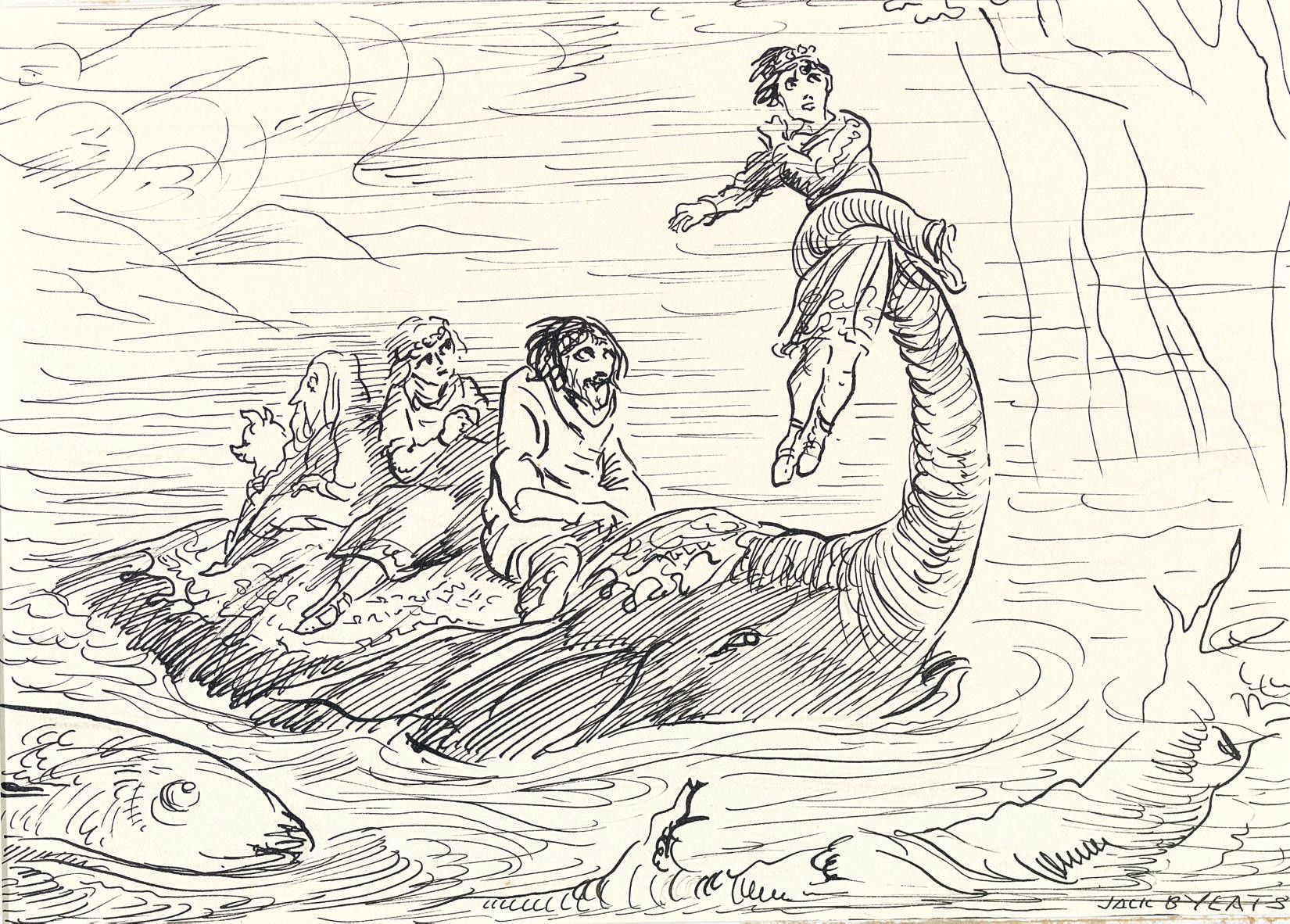 Jack Butler Yeats — Осел газонокосильщика: Слон благополучно перевез своих пассажиров на другую сторону