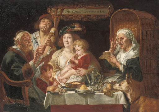 Jacob Jordaens — Как пели старики, так и молодые играли на свирели