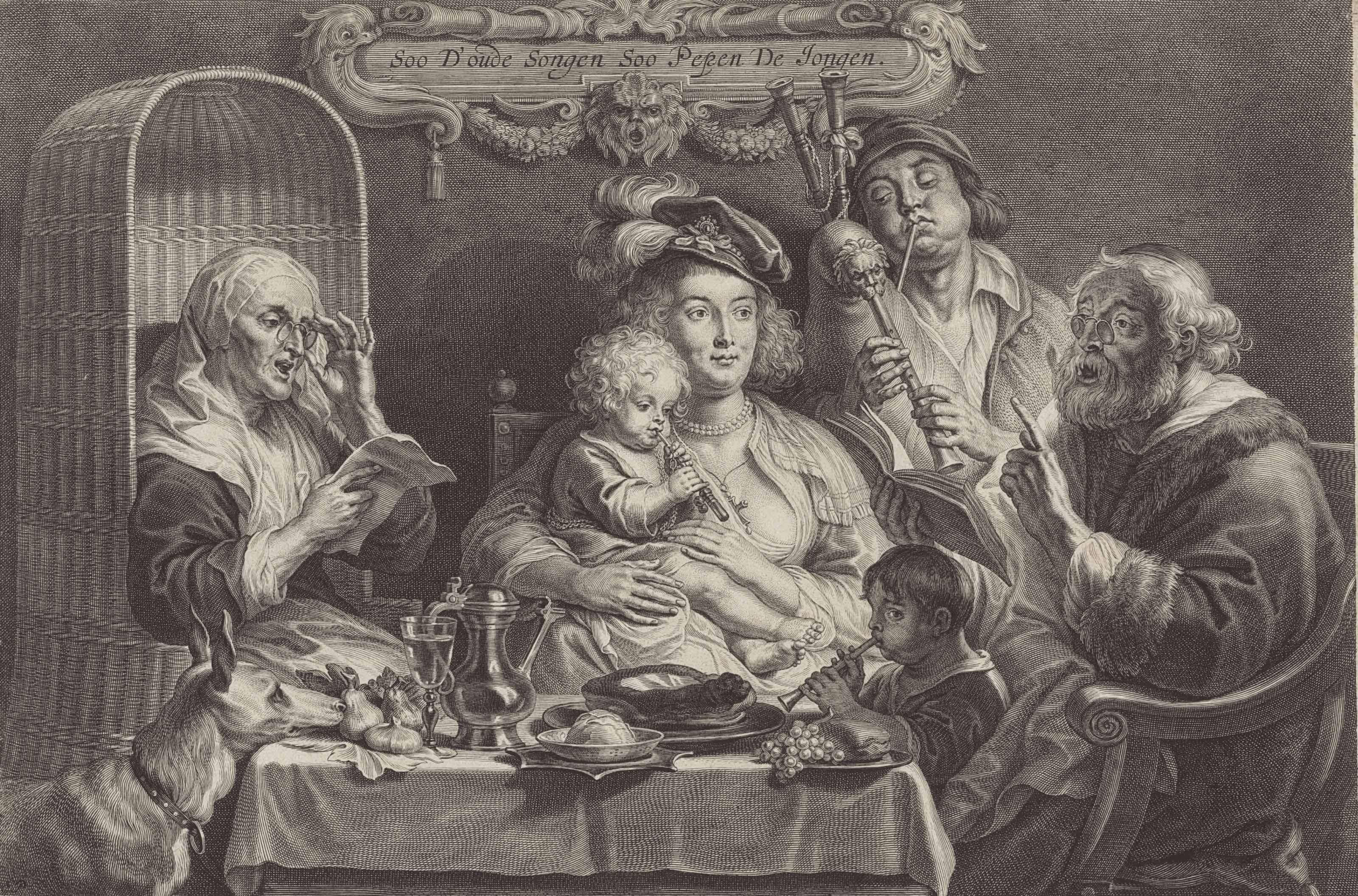 Jacob Jordaens — Семейный концерт ("Как поют старики, так и молодые играют на свирели’)