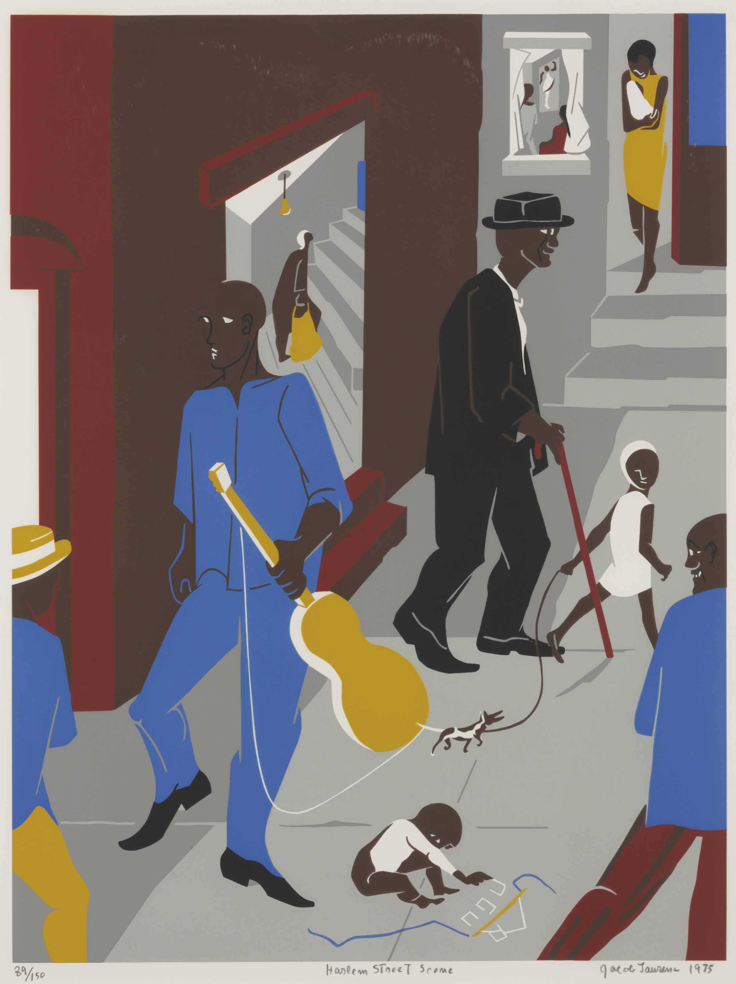 Jacob Lawrence — Люди в других комнатах (сцена на улице Гарлема) (Несбетт 75-1)