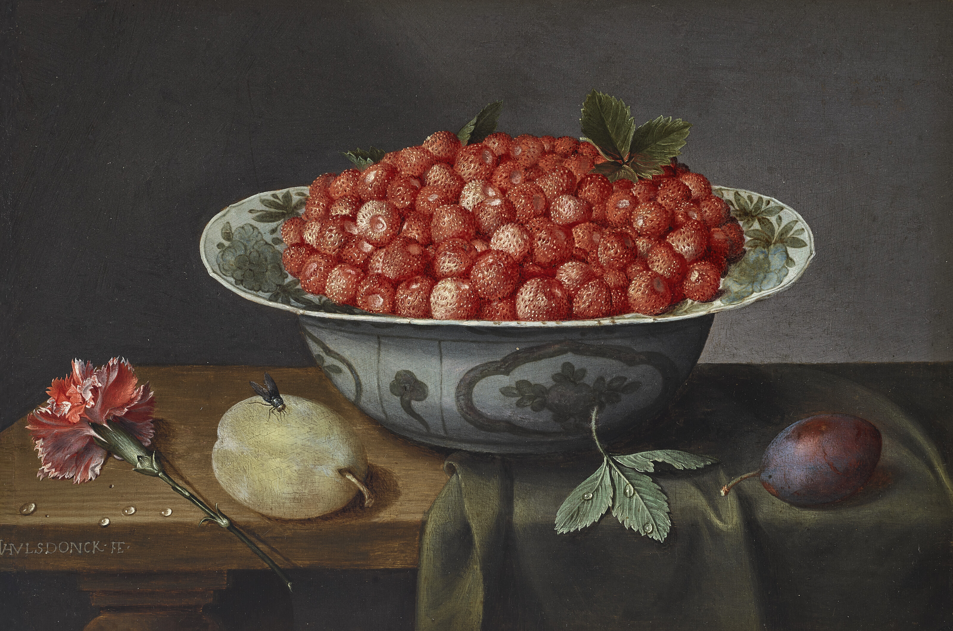 Jacob Van Hulsdonck — Лесная клубника в глиняной посуде Delftware