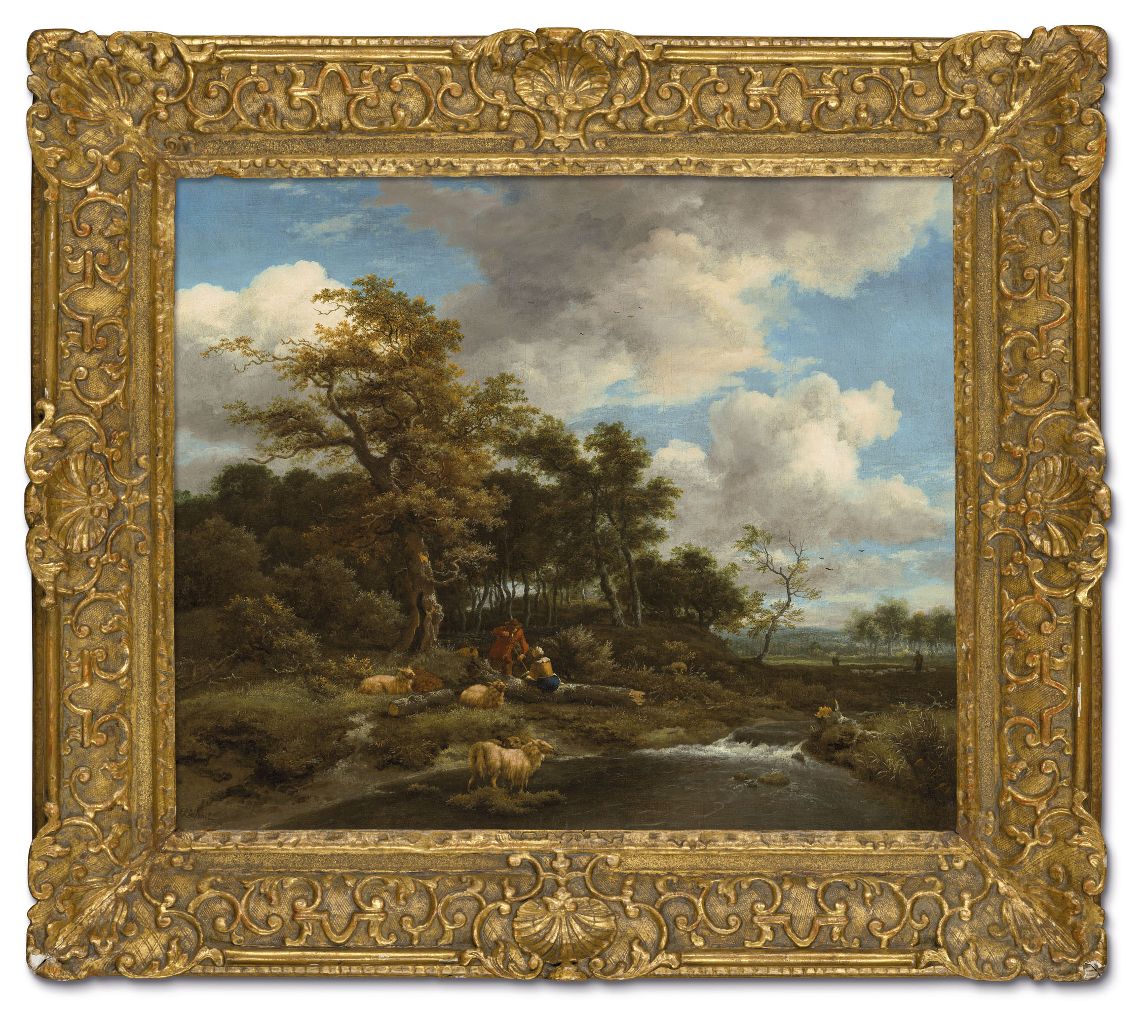 Jacob Van Ruisdael — Лесистый речной пейзаж с пастухами и их стадом, изображение 2