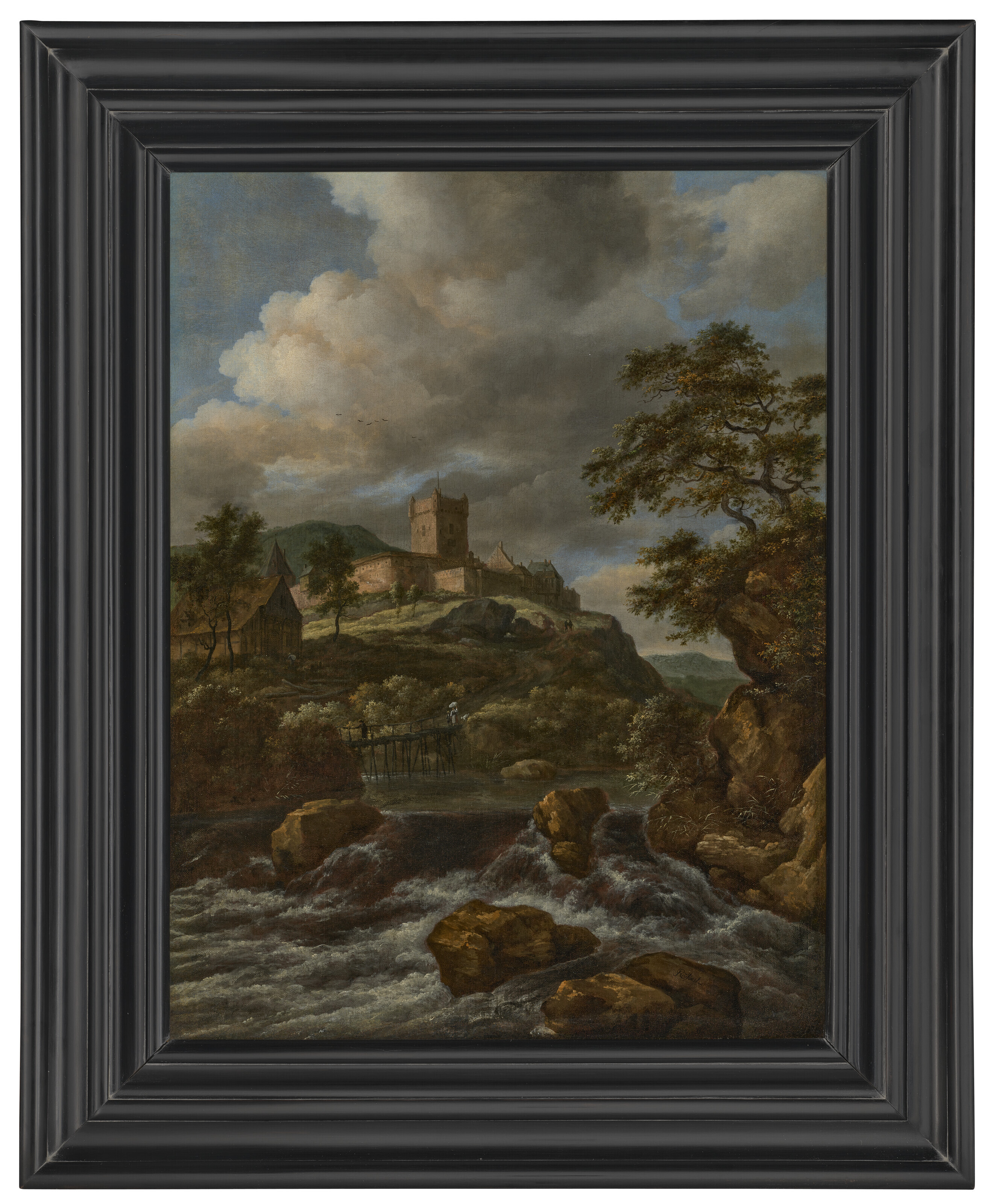 Jacob Van Ruisdael — Водопад с путешественниками на пешеходном мосту и замок за ним, изображение 2