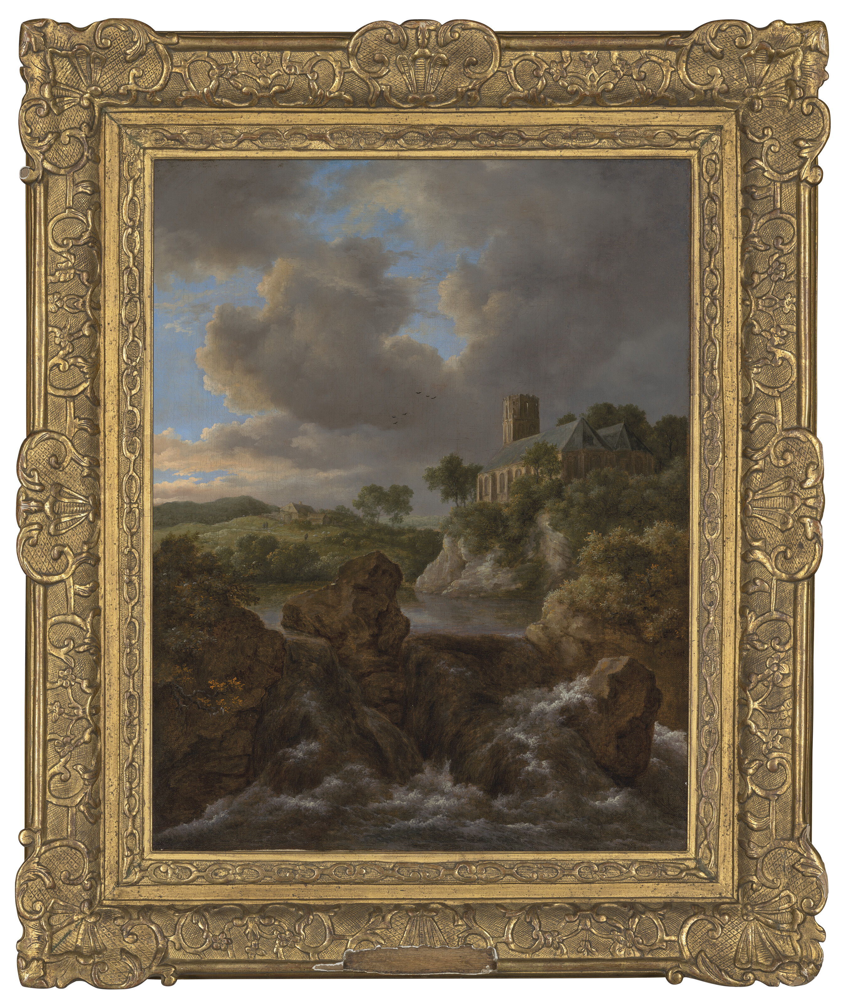 Jacob Van Ruisdael — Лесистый речной пейзаж с водопадом, церковью и фермой за ним, изображение 2