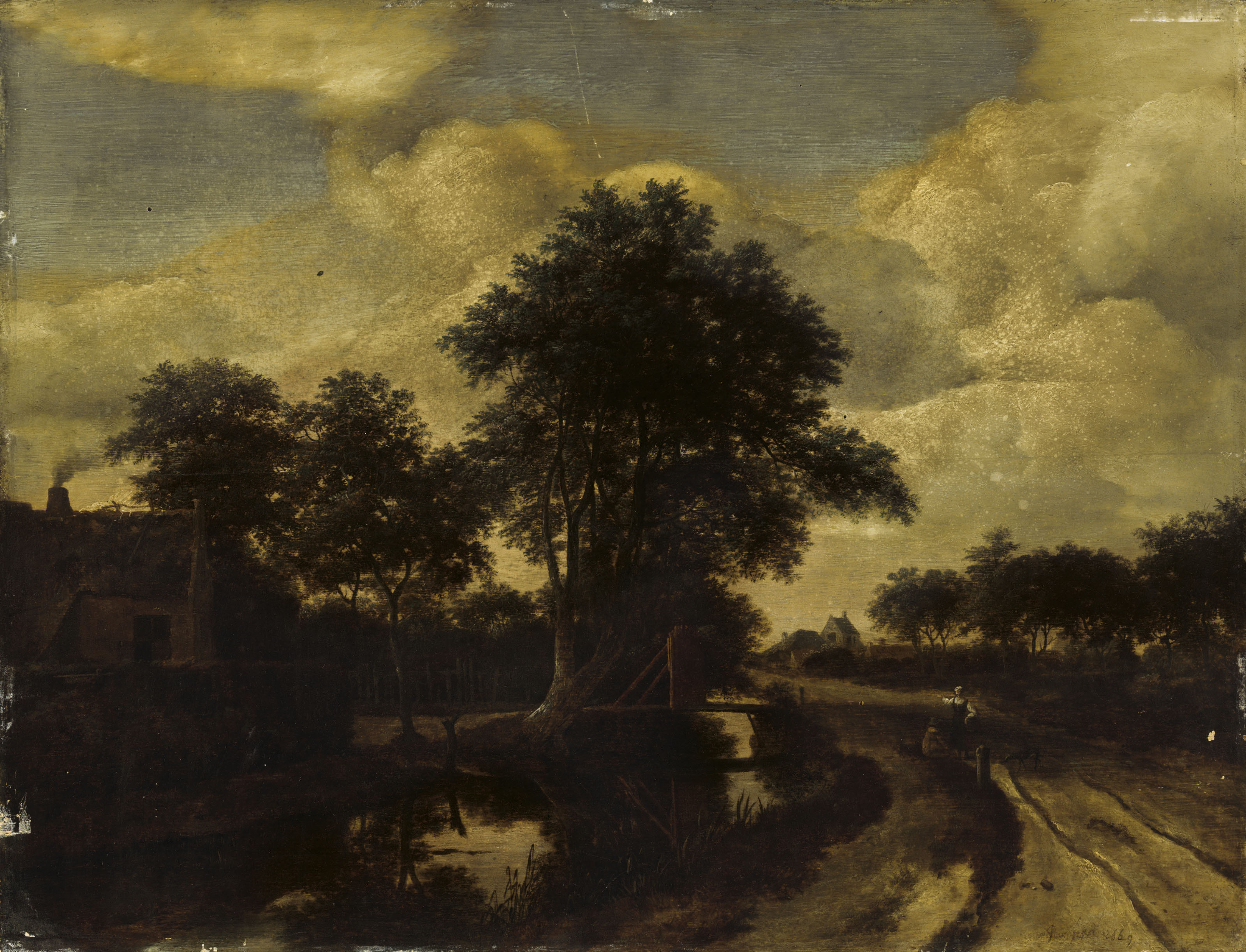 Jacob Van Ruisdael — Пейзаж с путешественниками на тропинке у ручья