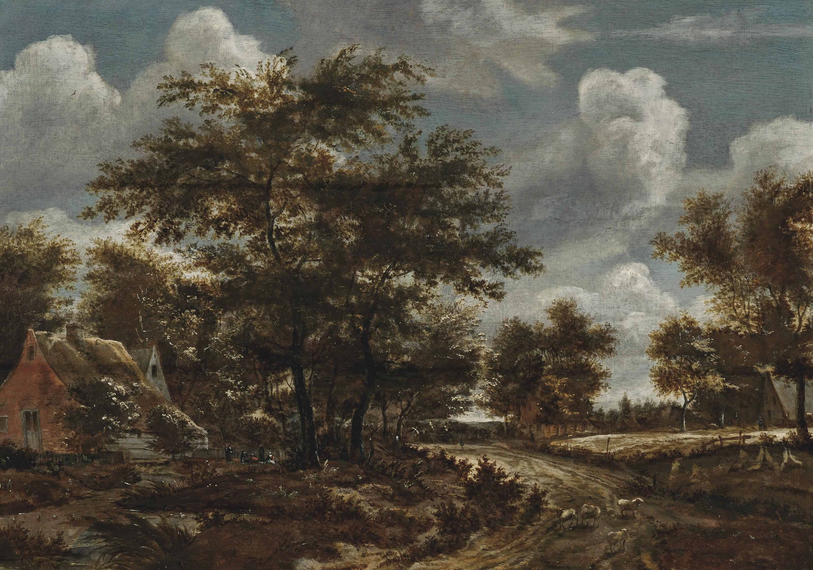 Jacob Van Ruisdael — Лесистый пейзаж с пастухом и его стадом на тропинке