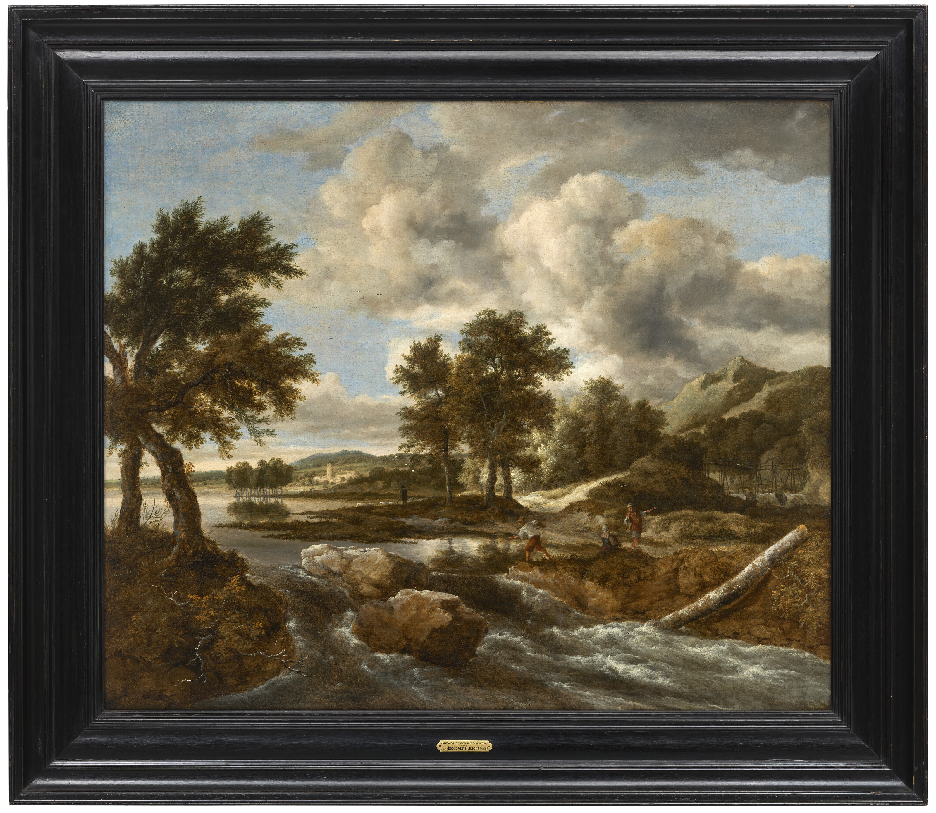 Jacob Van Ruisdael — Речной пейзаж с фигурами на берегах потока, пастух за ним., изображение 2