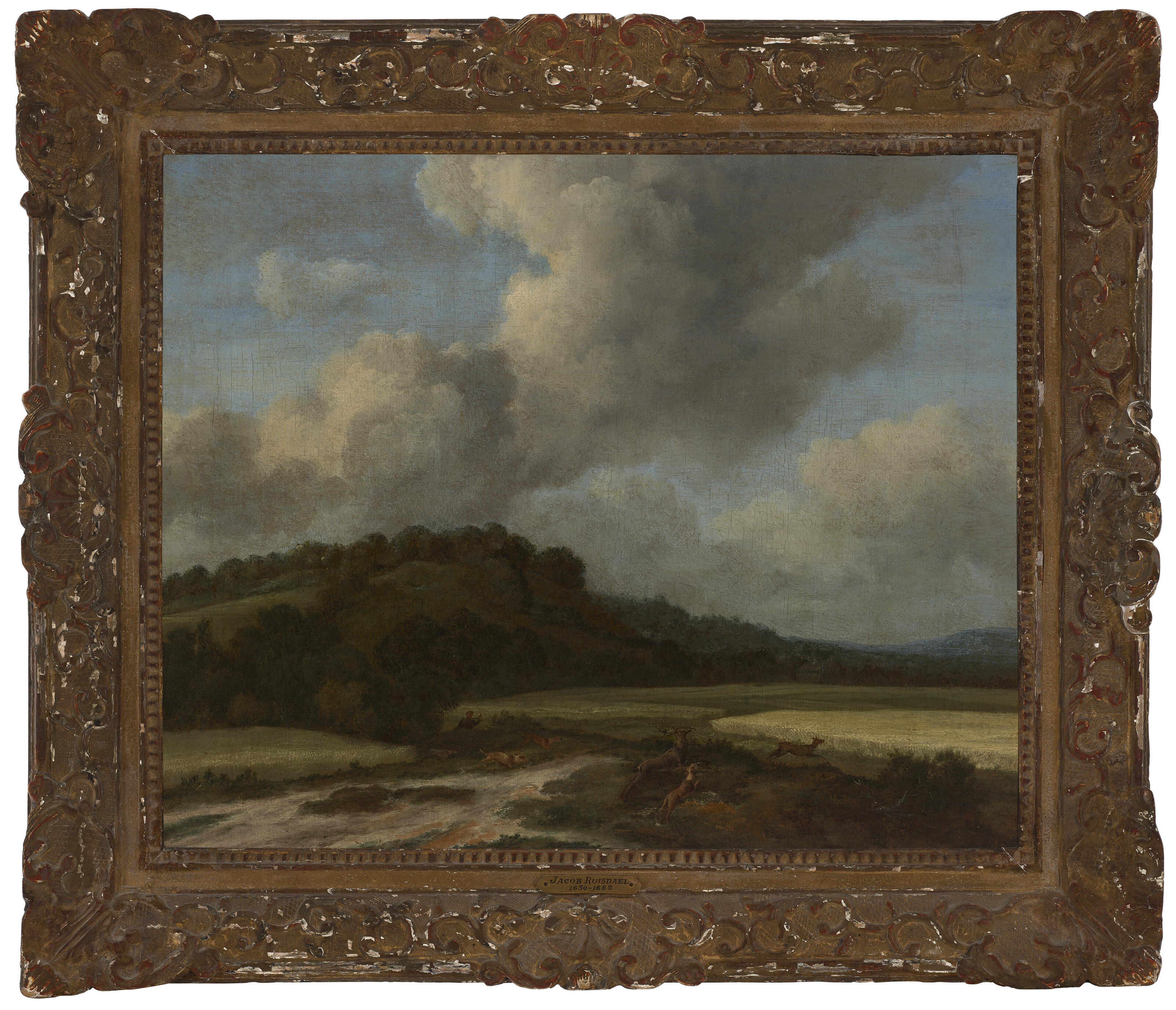 Jacob Van Ruisdael — Охота на оленя в окружении обширного речного ландшафта, изображение 2