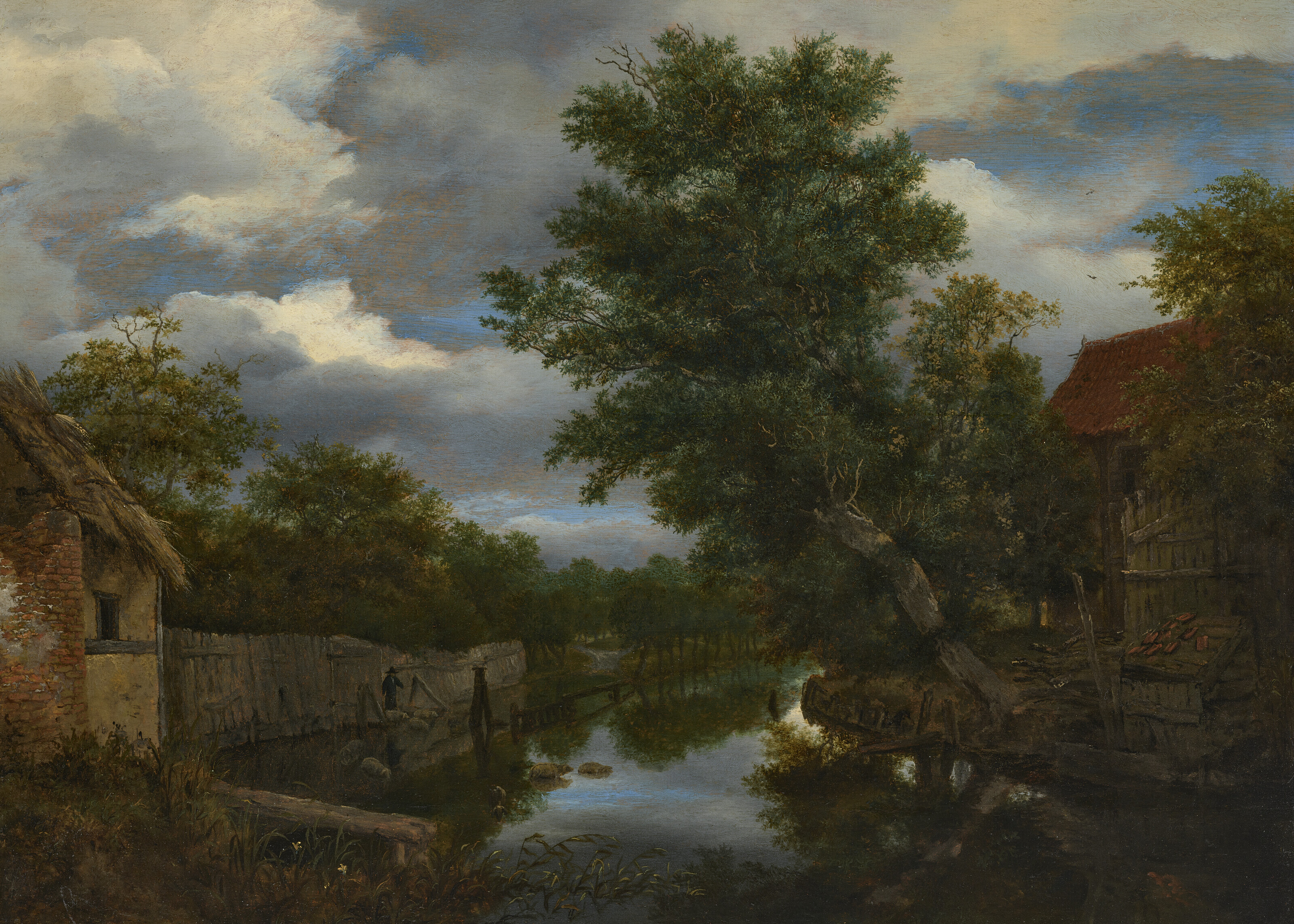 Jacob Van Ruisdael — Подстриженная ива, нависающая над рекой, изображение 2