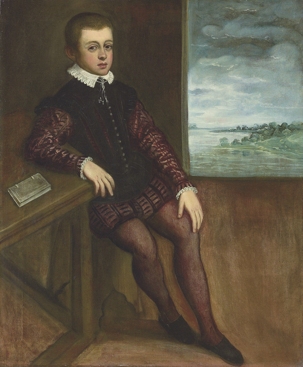 Jacopo Tintoretto — Портрет мальчика в полный рост, сидящего у окна