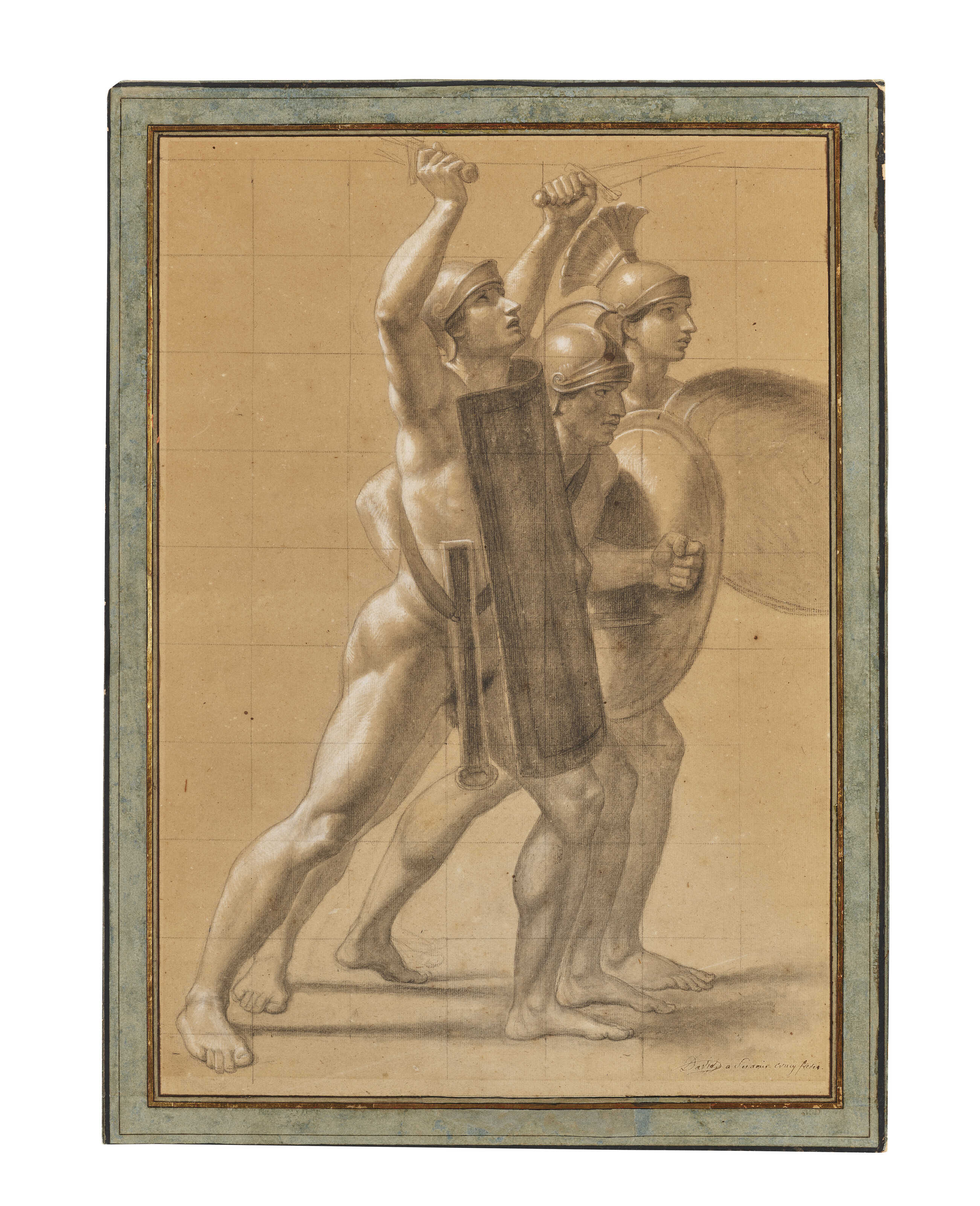 Jacques Louis David — Трое солдат в касках после эпох и букли, изображение 3