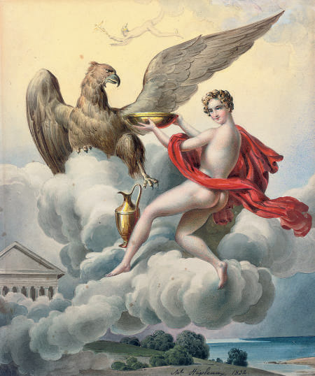 Jacques Louis David — Юпитер, превратившийся в орла, соблазняет Ганимеда